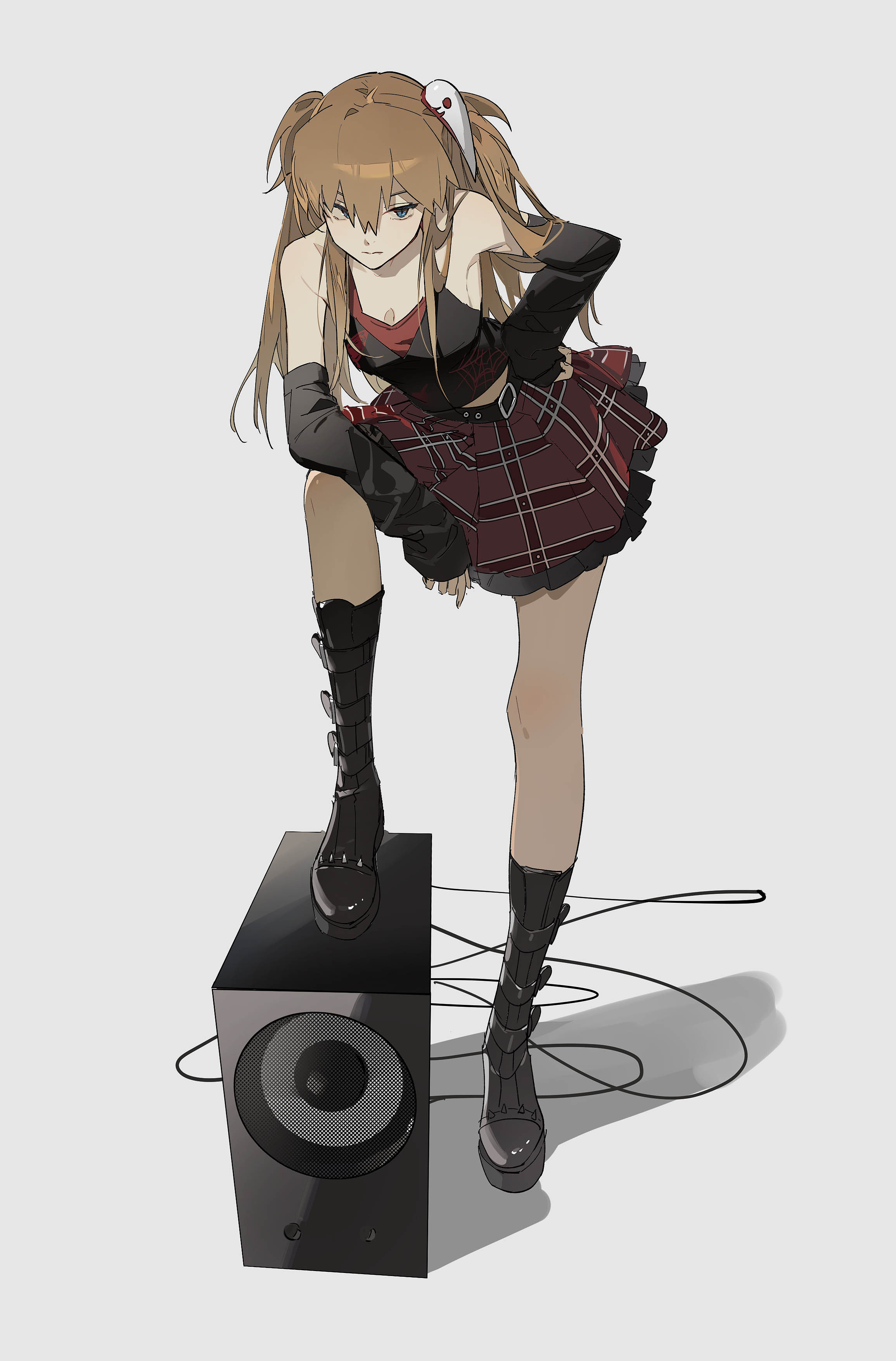 Anime 2310x3508 Neon Genesis Evangelion Asuka Langley Soryu boots miniskirt speakers detached sleeves portrait display anime girls