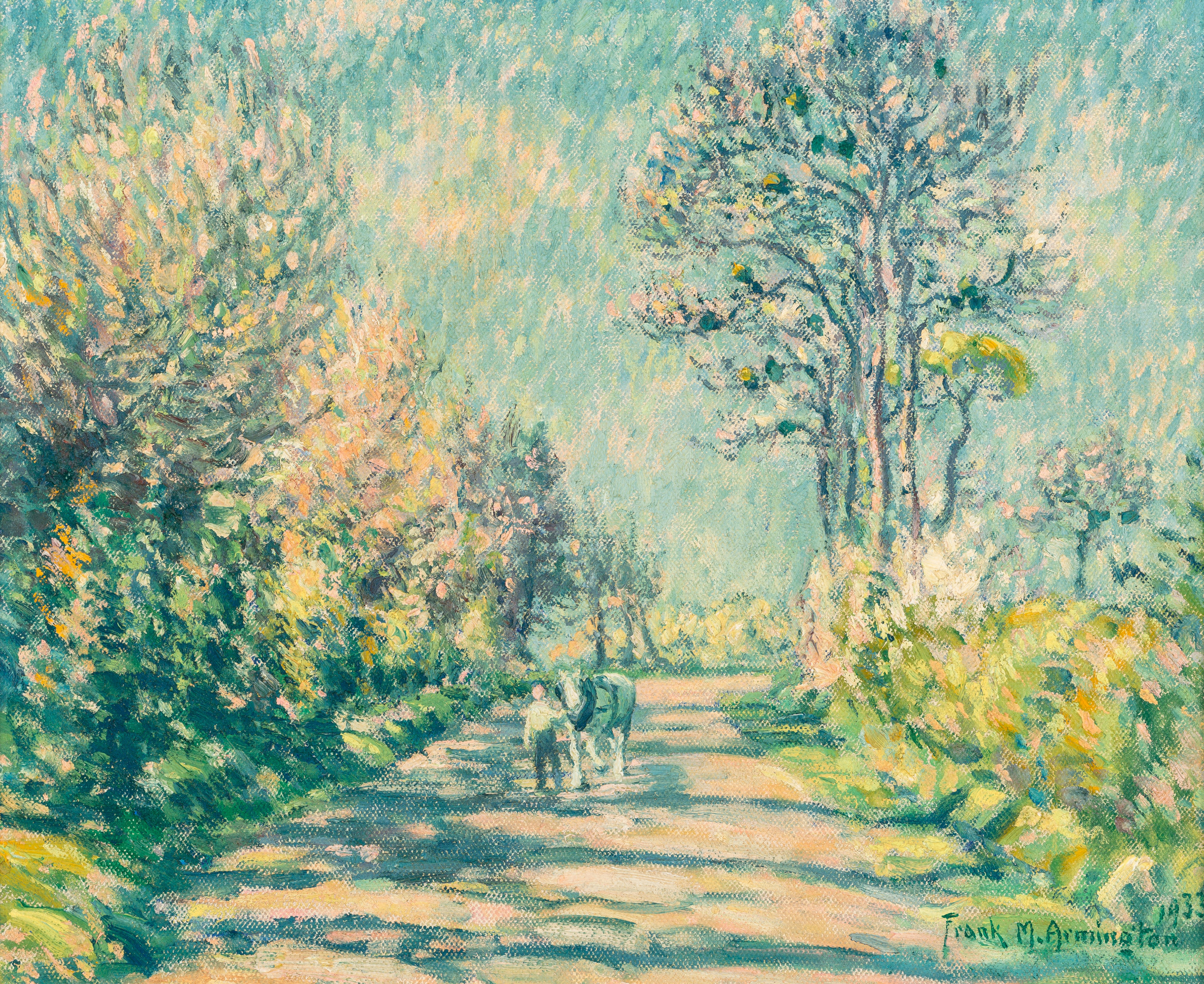 General 2910x2380 frank armington classic art oil painting signature artwork trees path sunlight children animals