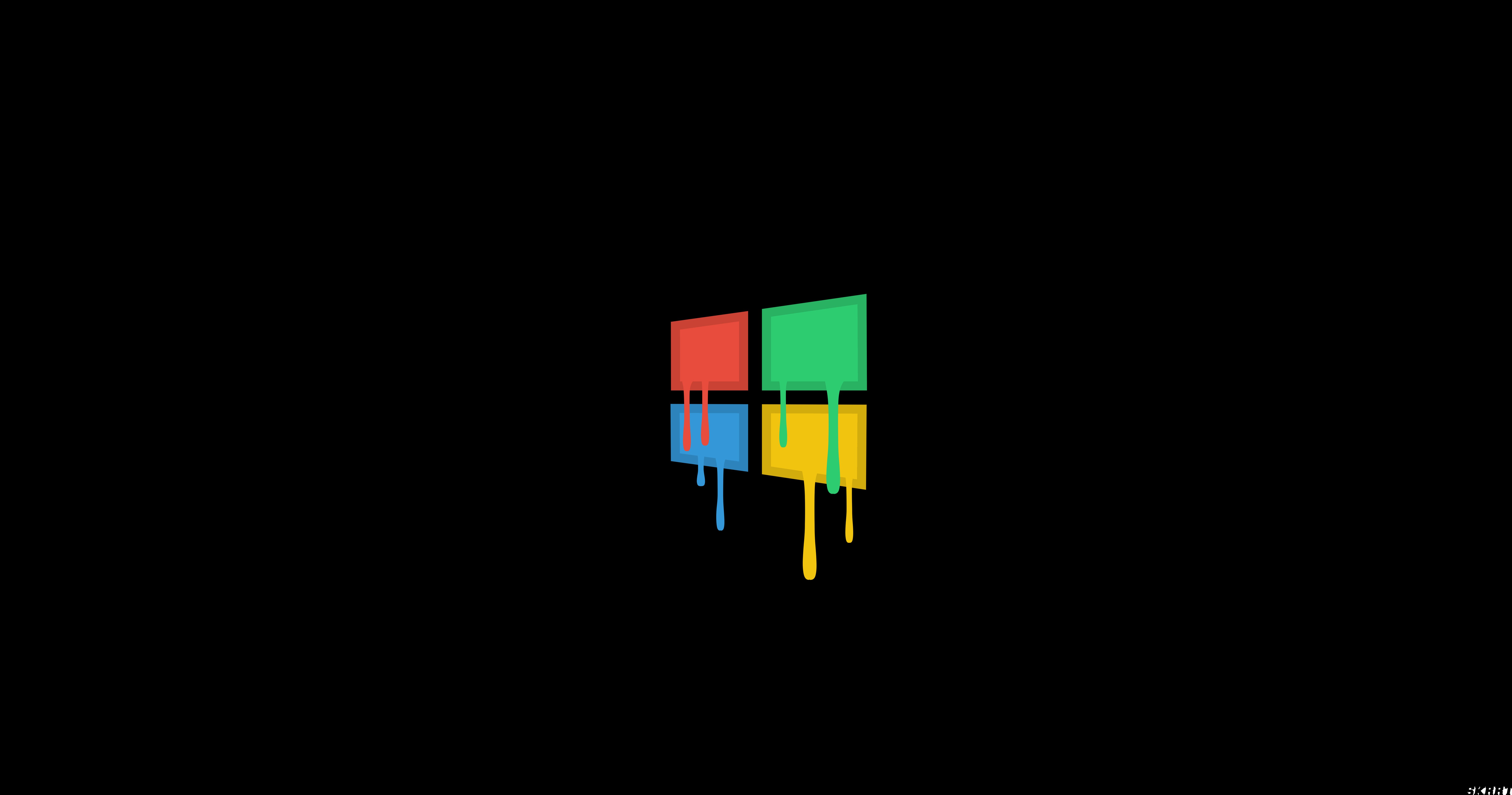 General 7842x4123 windows logo simple background black background minimalism digital art Microsoft Windows dripping paint logo