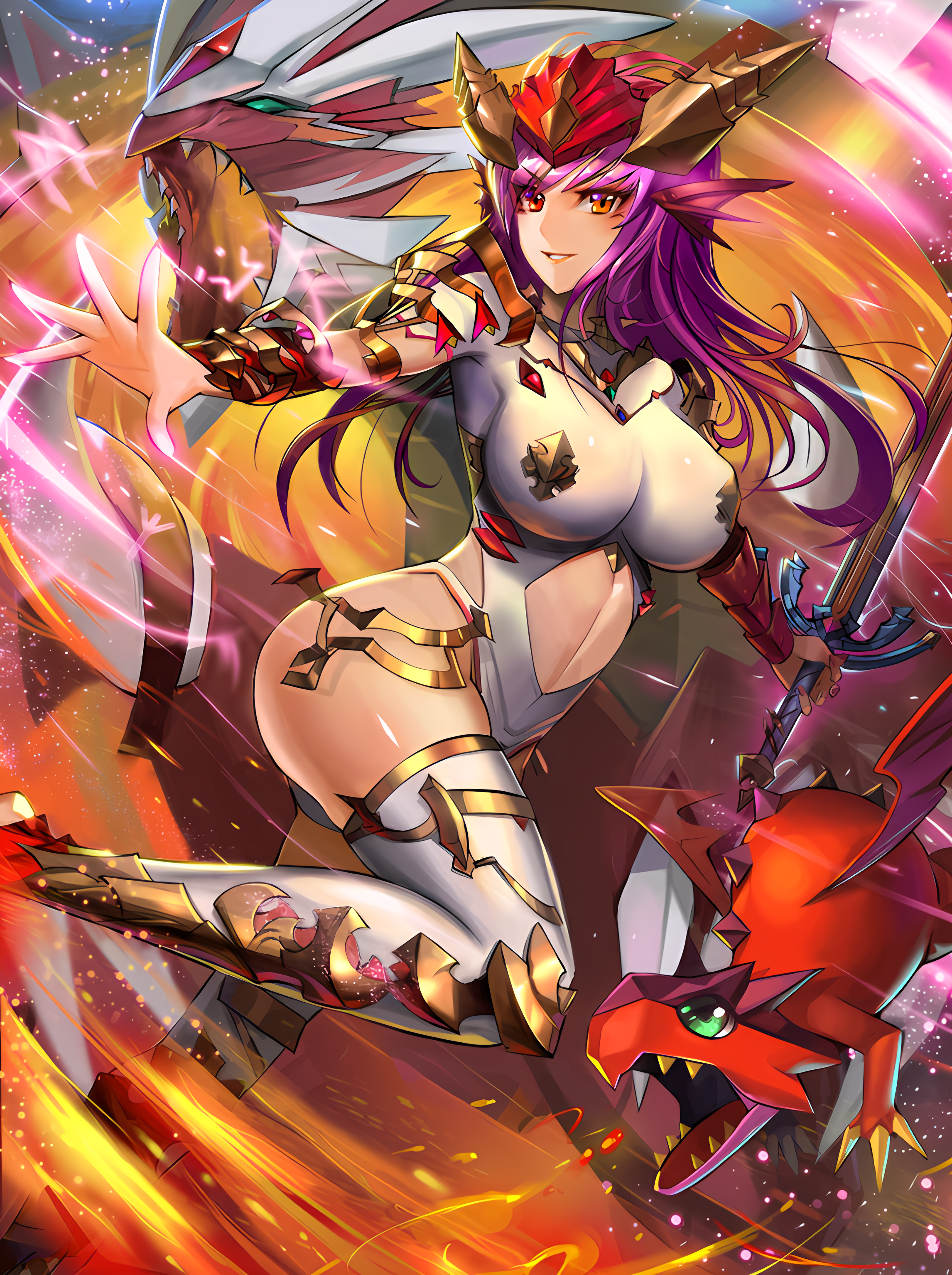 Anime 2292x3068 Puzzle & Dragons Red Sonia dragon