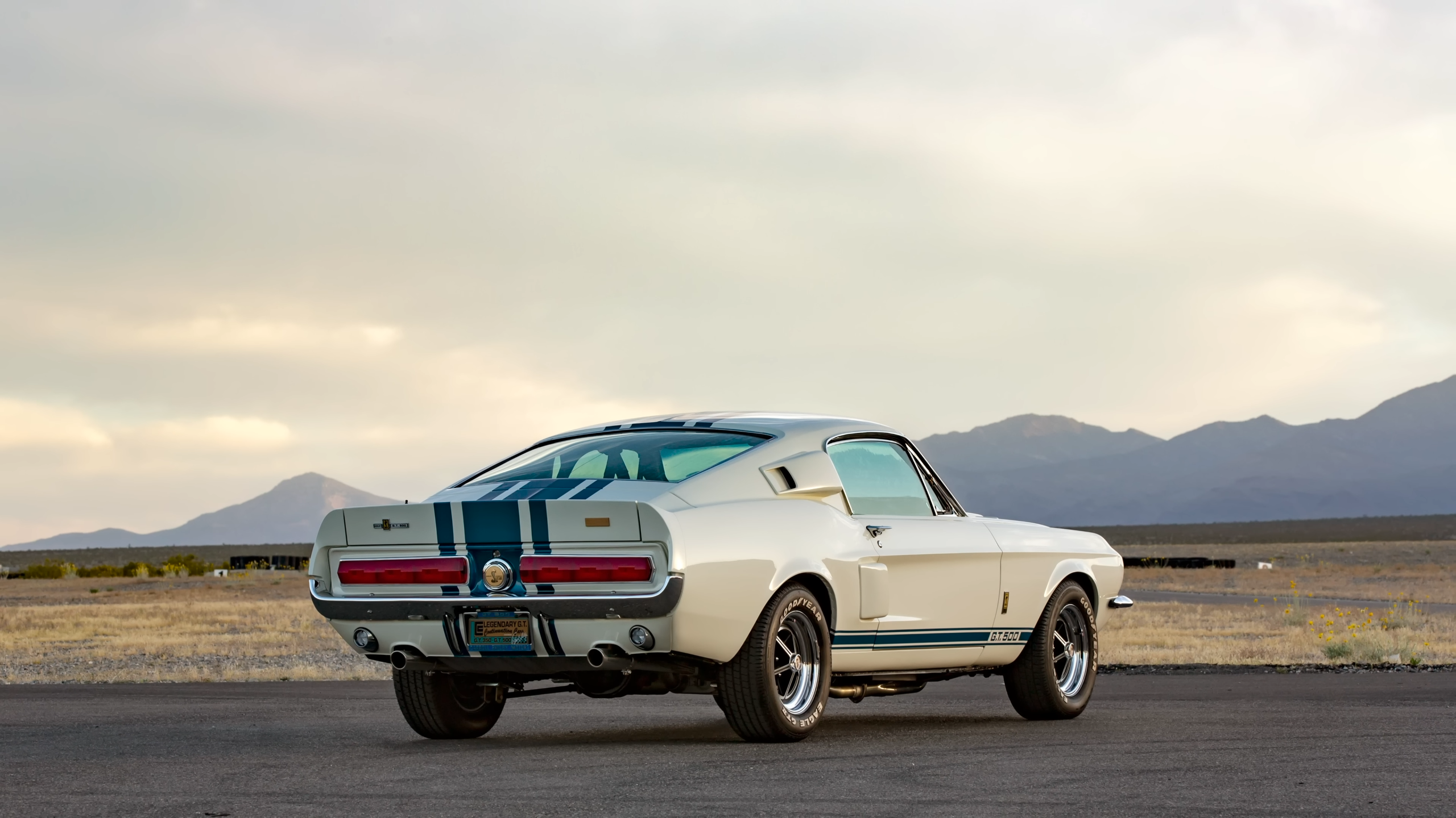 General 2560x1440 car muscle cars Ford Mustang Shelby rear view taillights sky clouds vehicle mountains sunlight