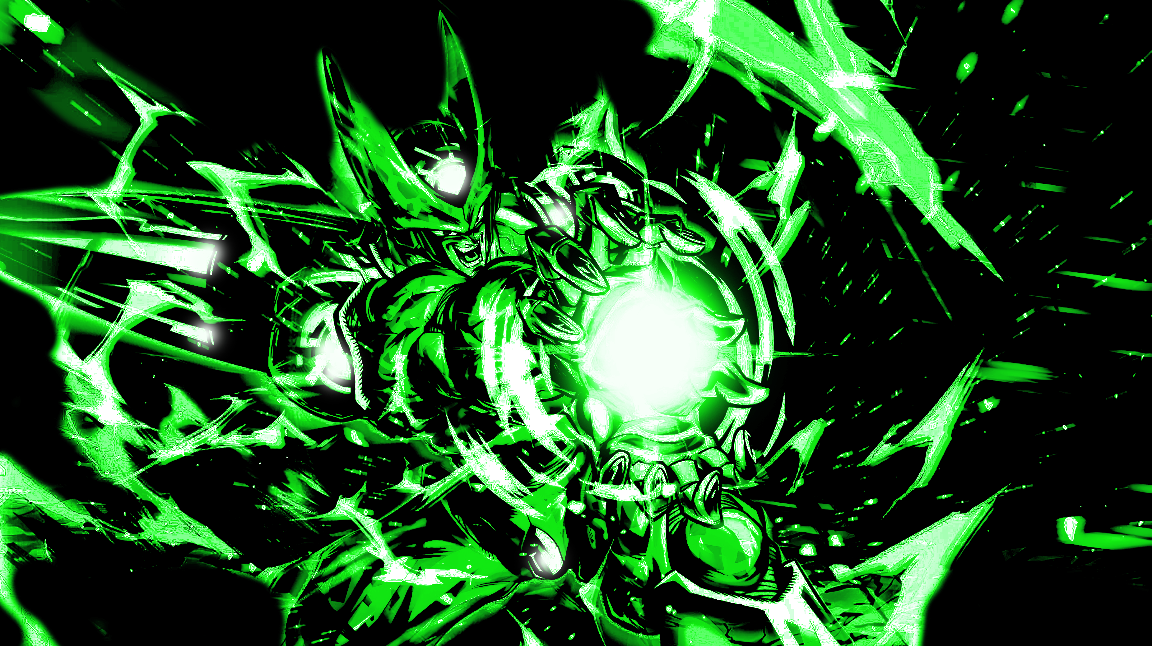 Anime 3704x2078 anime creature kaiju green Dragon Ball Z Cell (Dragon Ball) Cell (Perfect Form)