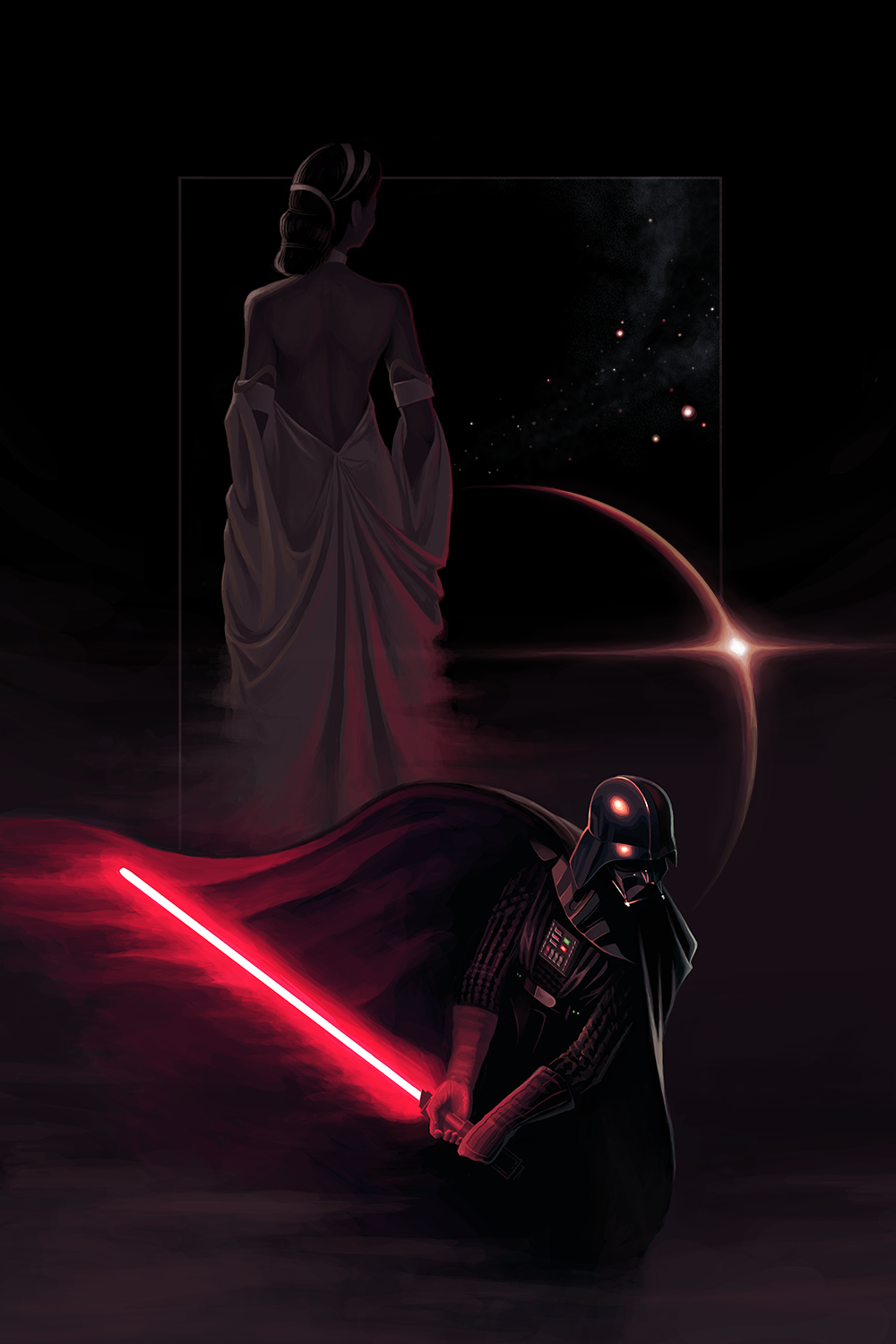General 1000x1500 Star Wars Padme Amidala Darth Vader lightsaber digital art Sith