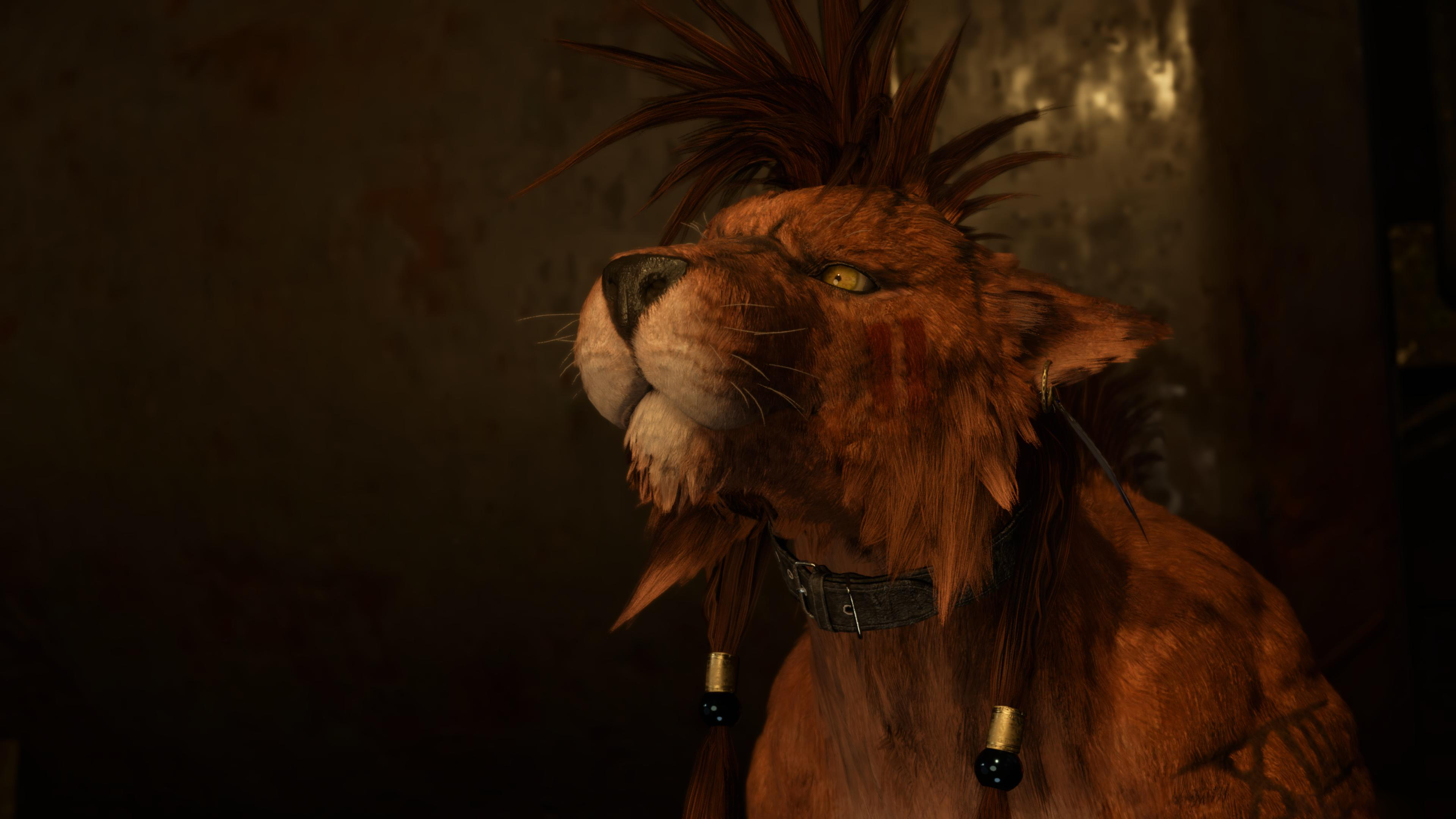 General 3840x2160 video games Final Fantasy Final Fantasy VII: Rebirth Red XIII Square Enix video game characters CGI video game creatures fur whiskers looking away video game art screen shot animals collar