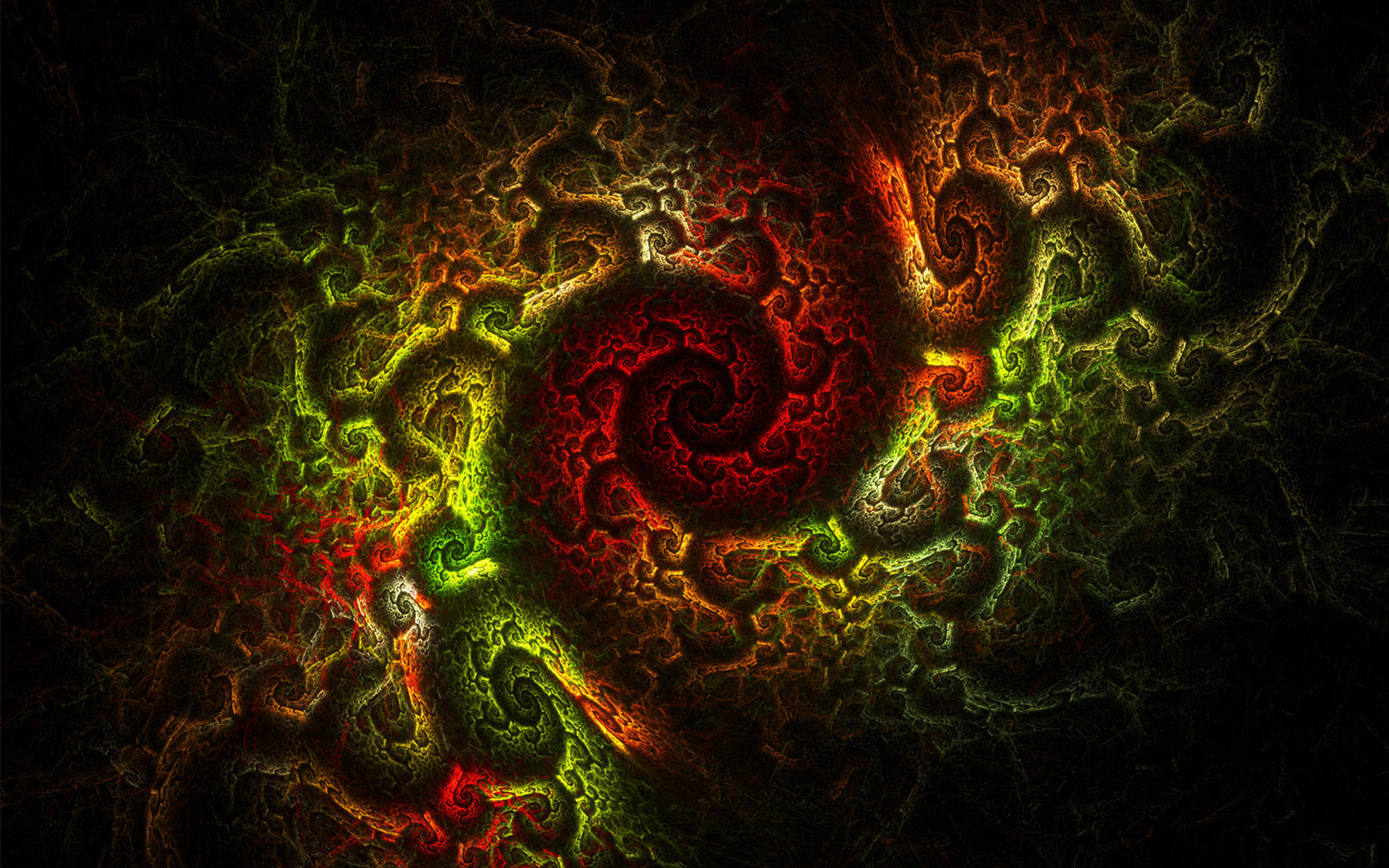 General 1920x1200 fractal artwork colorful dark red green abstract digital art