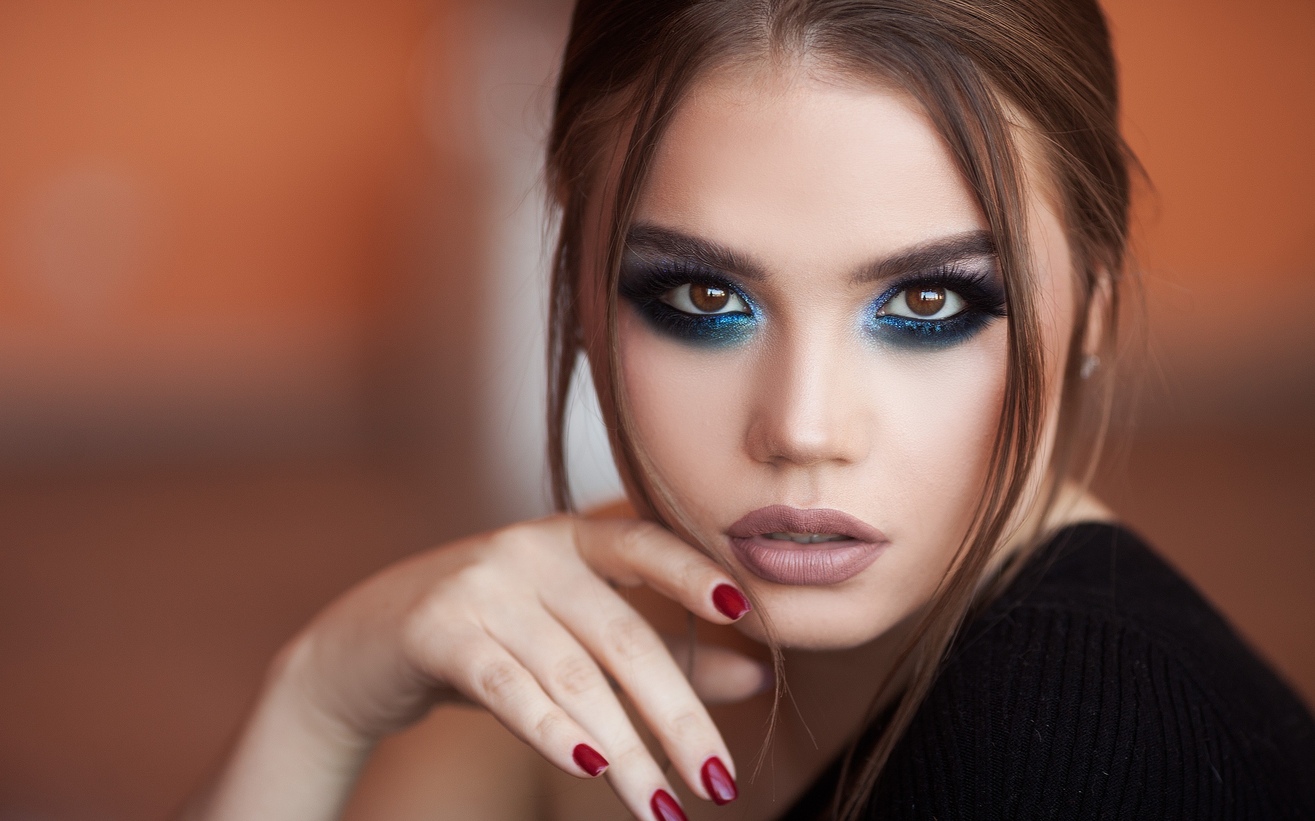 People 2560x1600 Galina Alekseeva brunette model women face makeup portrait