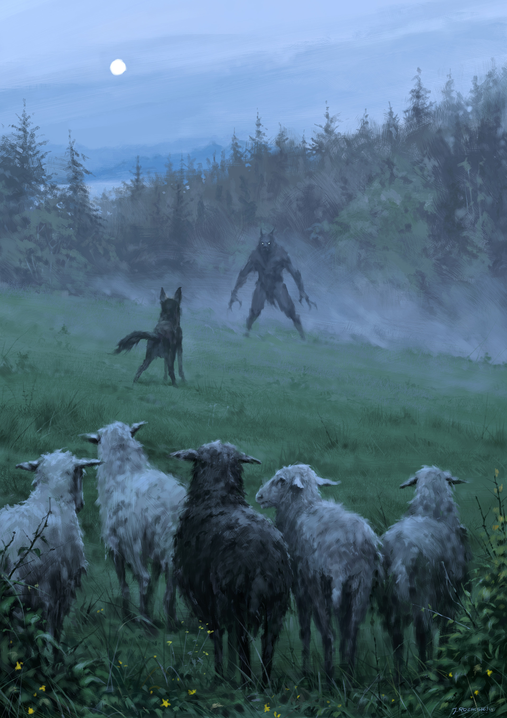 General 1920x2720 Jakub Różalski artwork werewolves Anthro creature dog sheep animals mammals fantasy art