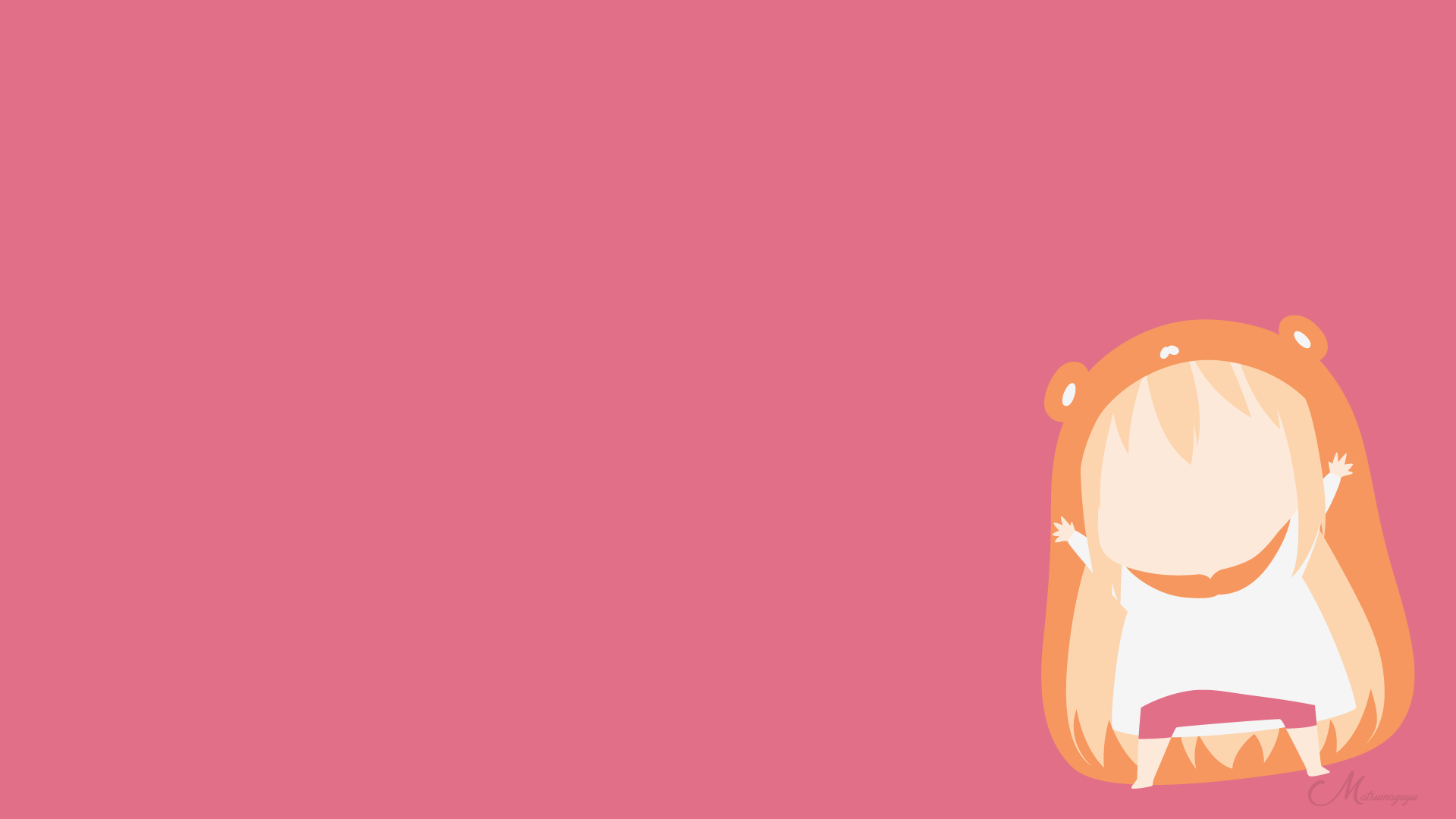 Anime 1920x1080 Himouto! Umaru-chan Doma Umaru anime girls pink background minimalism blonde long hair chibi