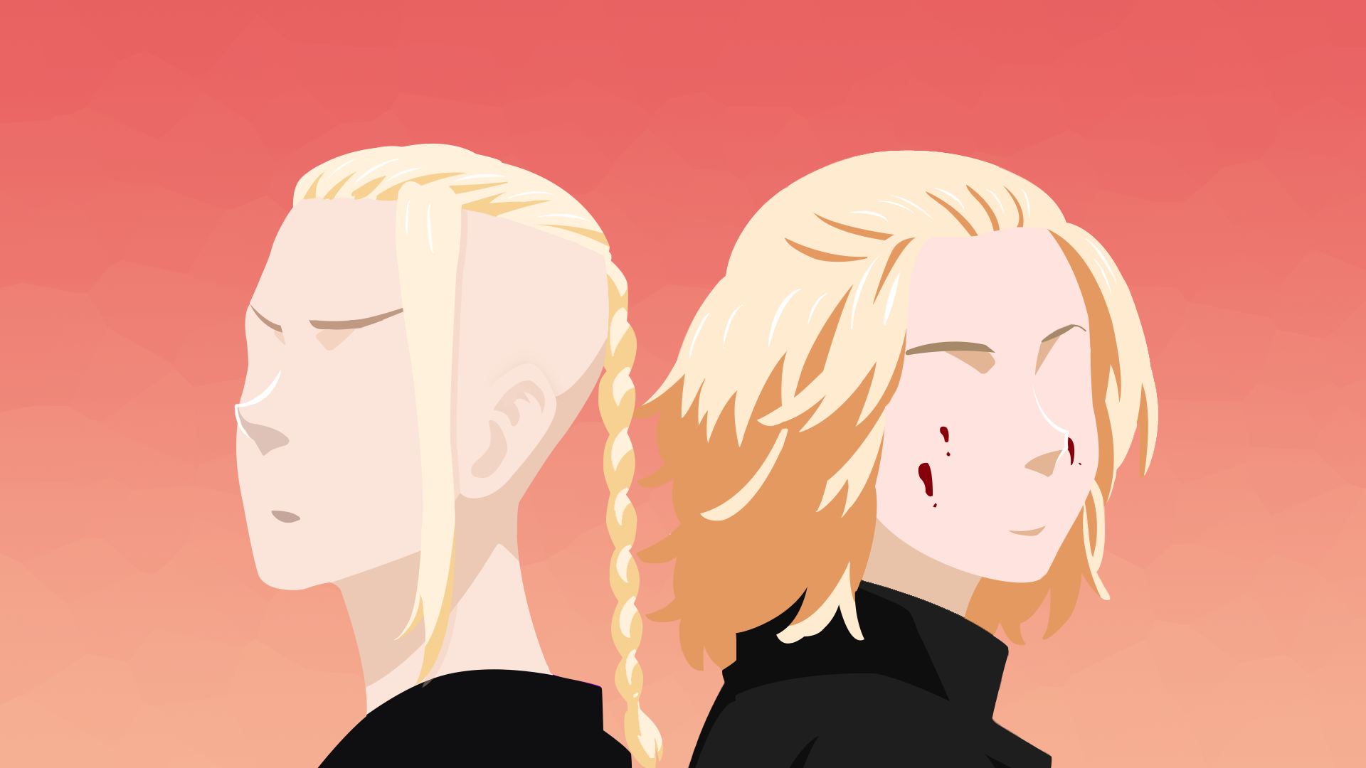 Anime 1920x1080 Tokyo Revengers mikey Draken minimalism simple background blood anime boys ponytail blonde anime face