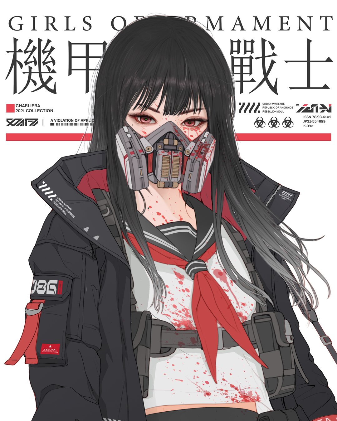 Anime 1080x1350 Park JunKyu cyberpunk cybernetics anime girls school uniform