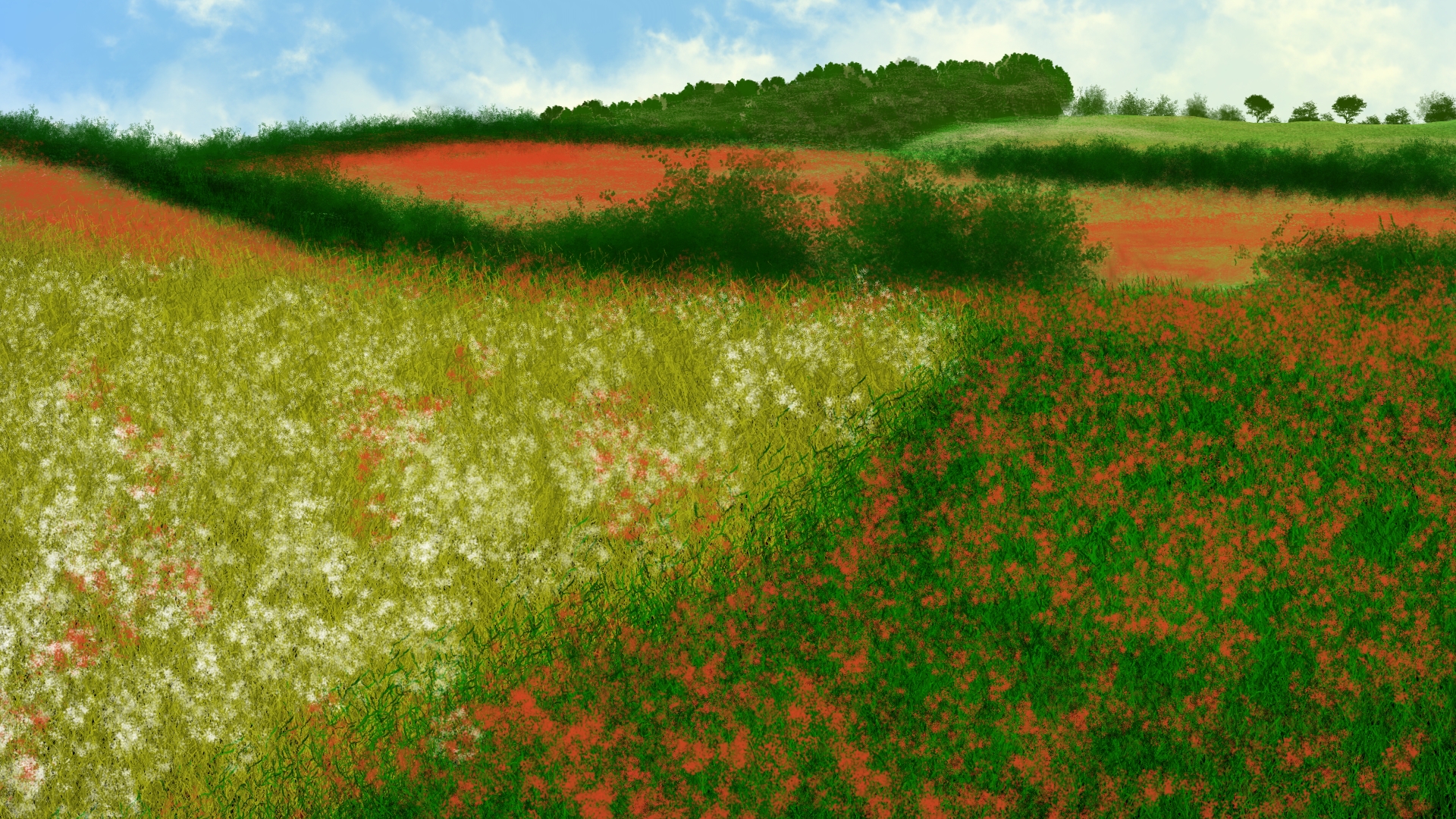 General 1920x1080 digital painting digital art nature landscape field artwork