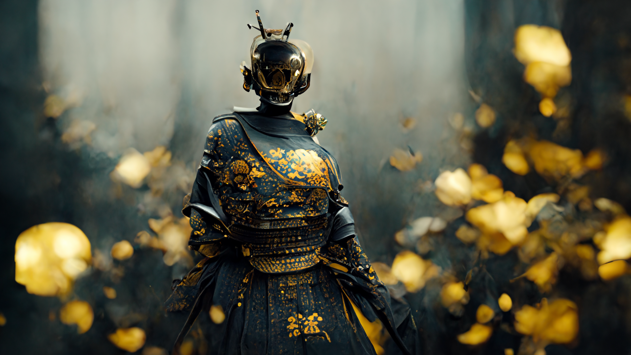 General 2048x1152 samurai warrior gold black armor