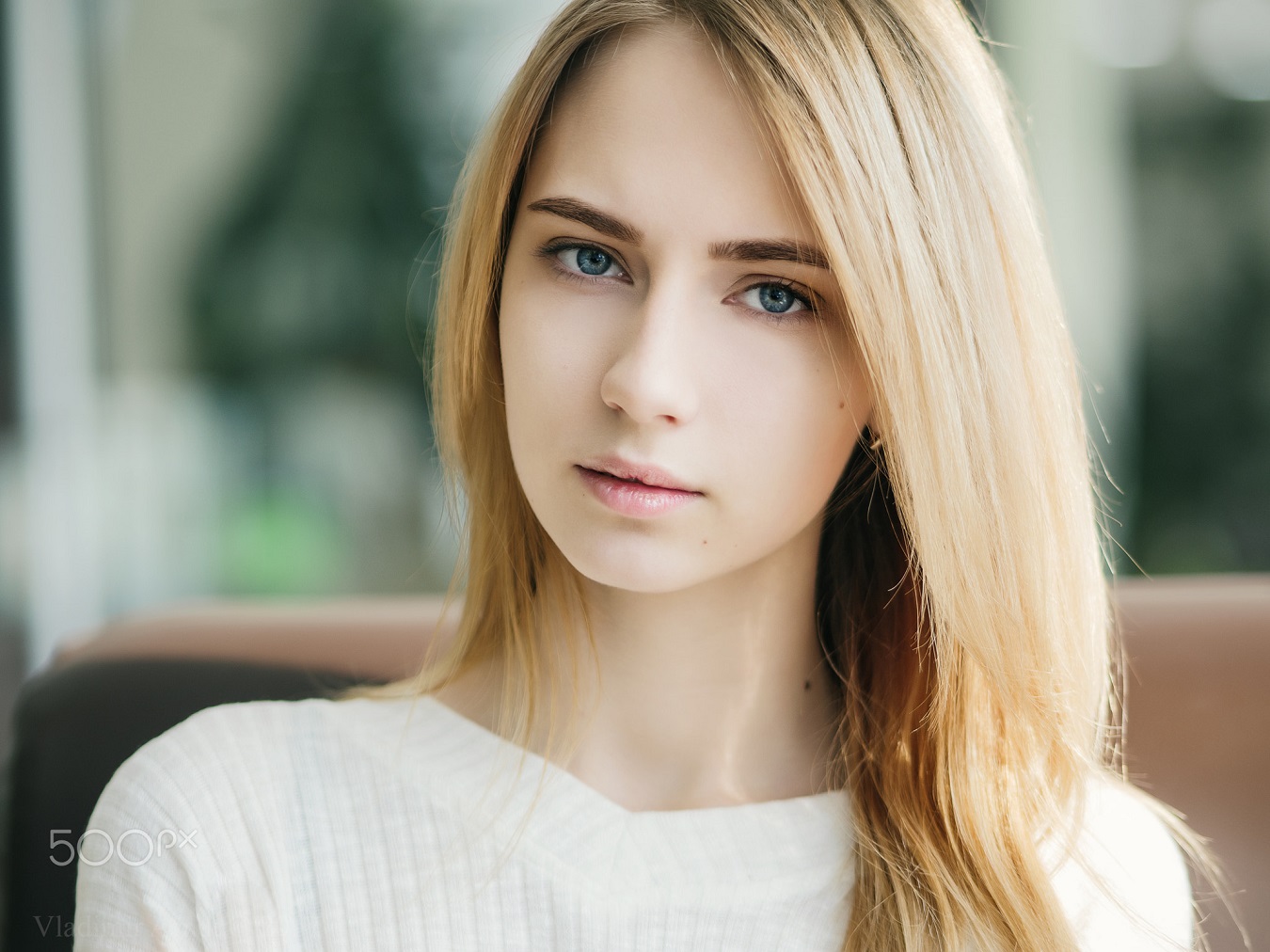People 1350x1012 blonde hair   women model white sweater 500px straight hair long hair face Vladimir Arndt portrait looking at viewer sweater pink lipstick white clothing makeup Caucasian blue eyes pale women indoors