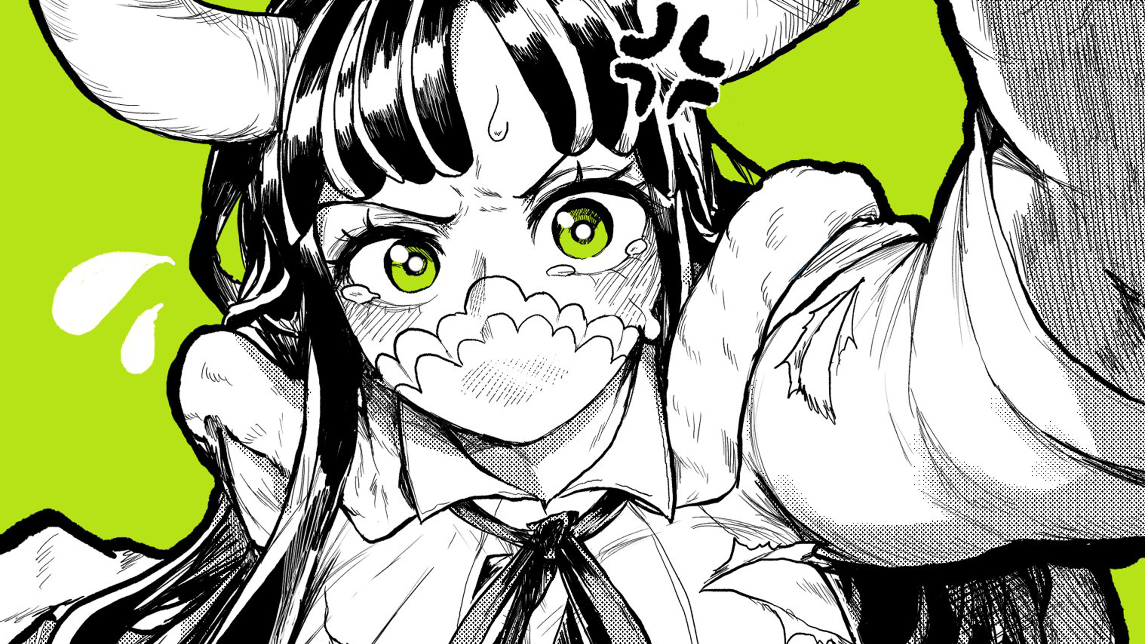 Anime 3840x2160 One Piece yotsumishiro illustration anime girls tsundere selective coloring tears horns mask Ulti (One Piece)