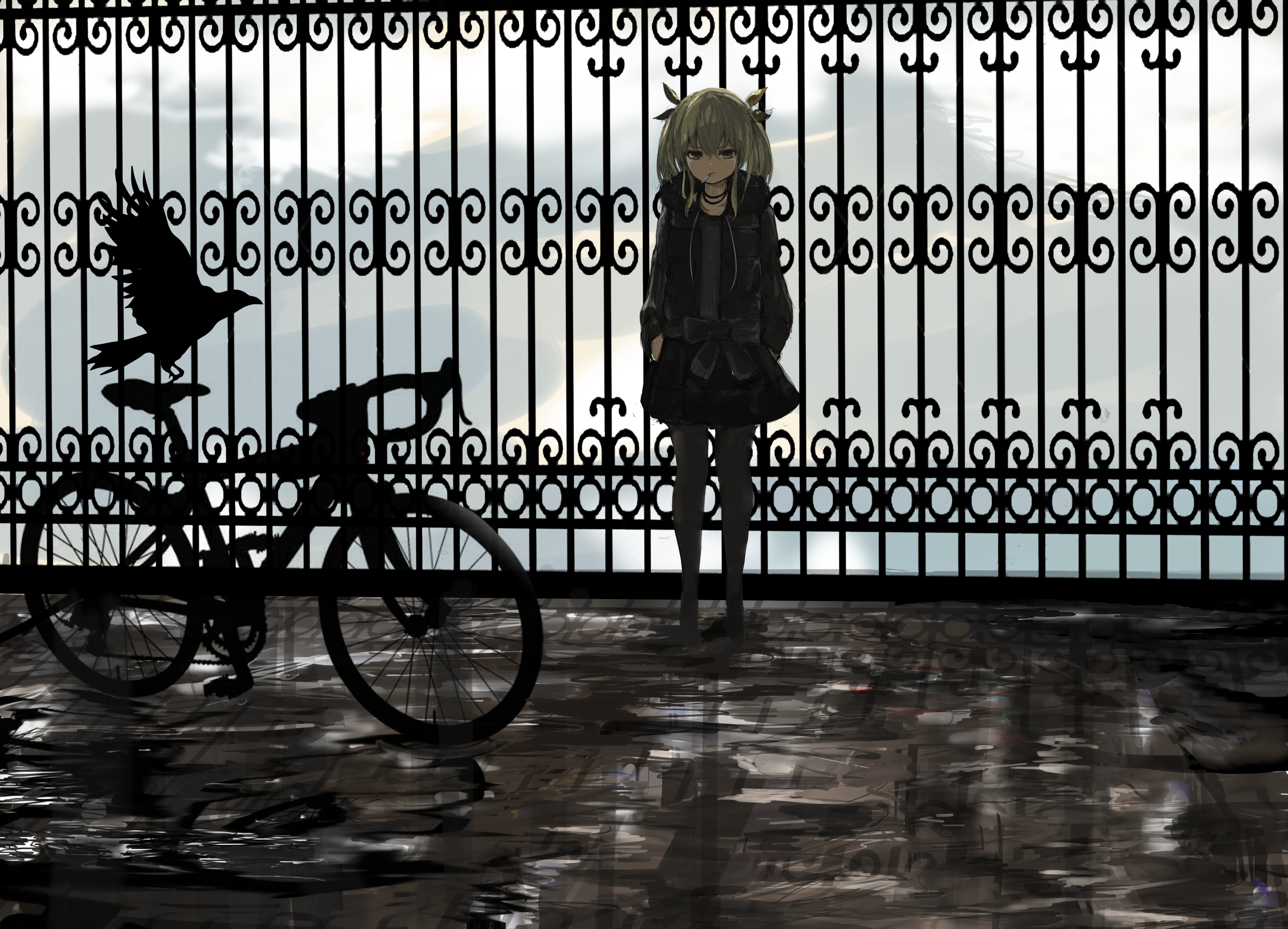 Anime 4093x2952 anime girls anime original characters bicycle smoking