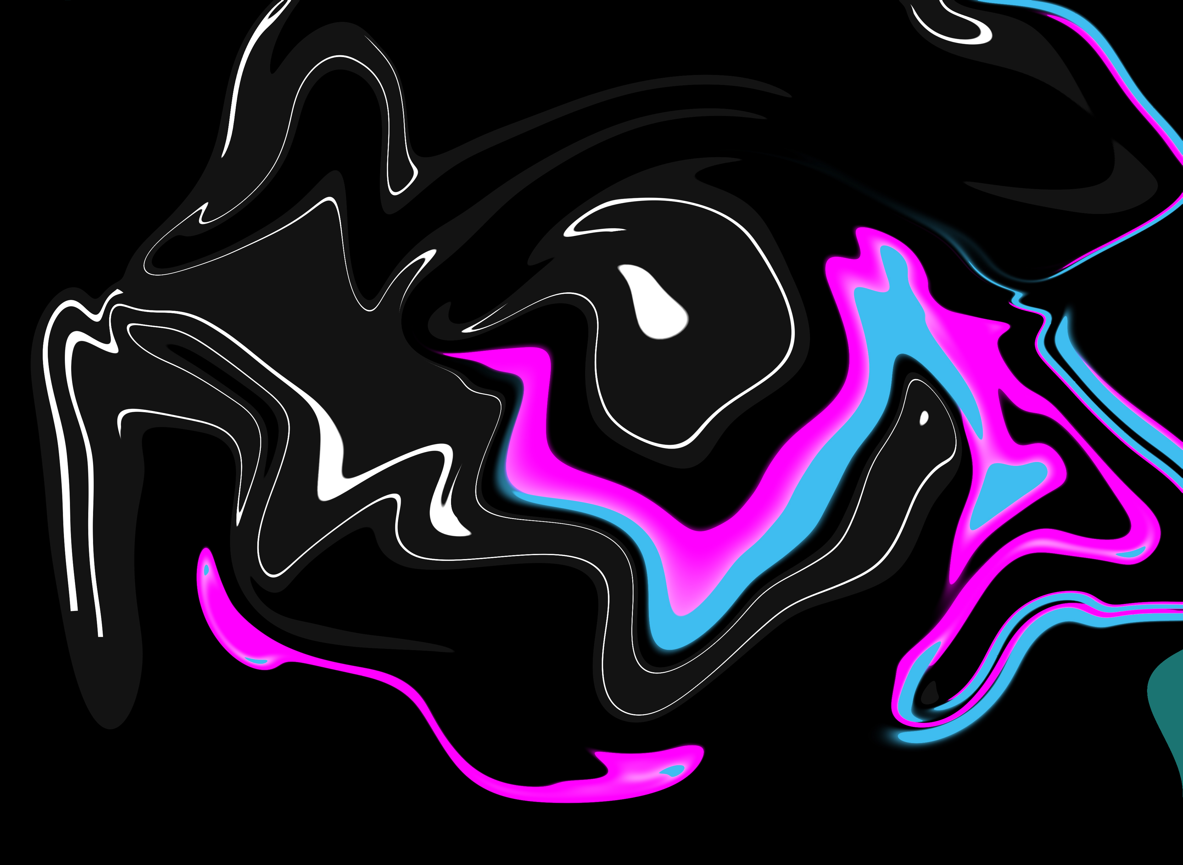General 3900x2850 abstract neon shapes swirls black background simple background artwork