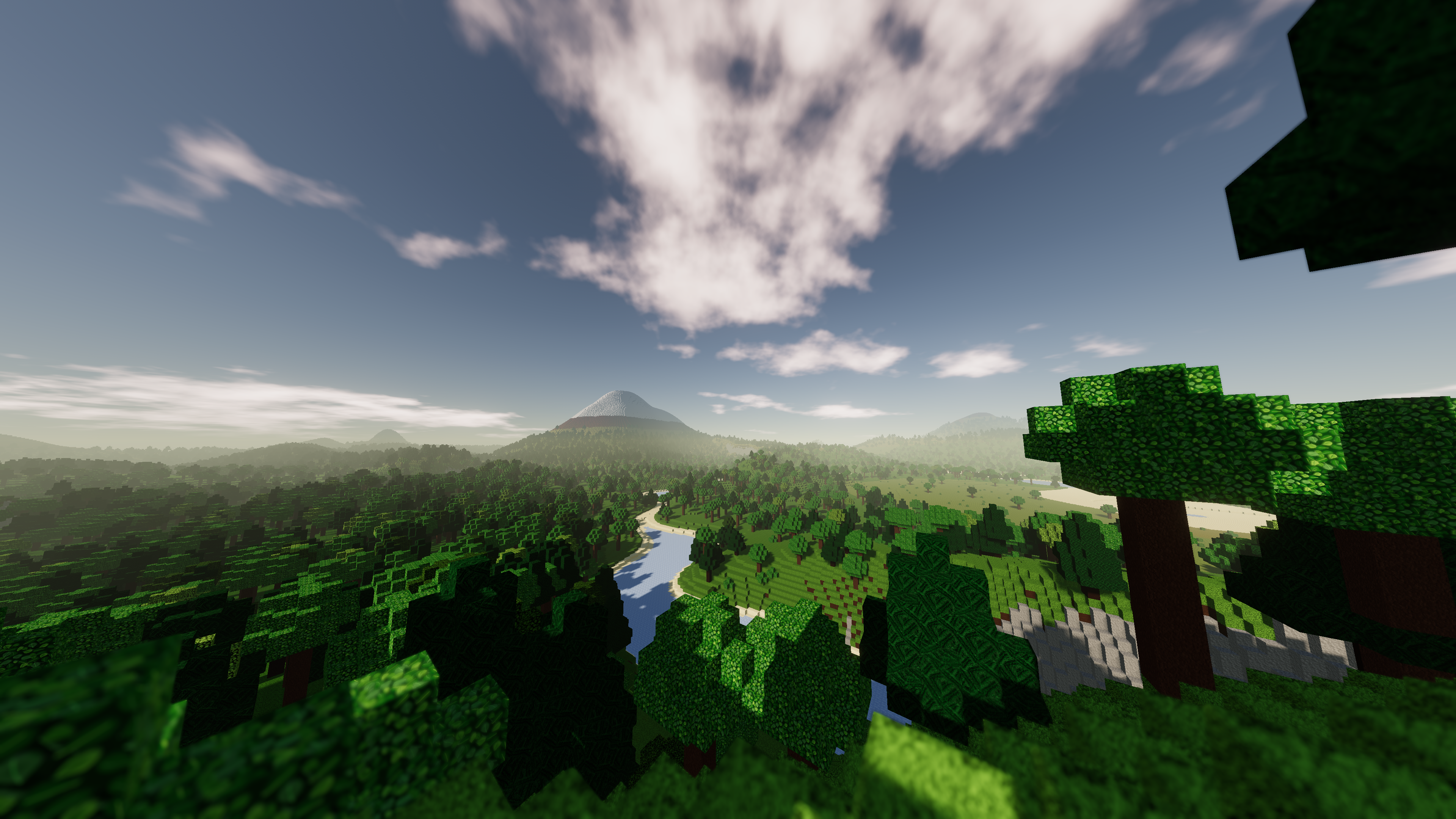 General 3840x2160 screen shot cube forest Minecraft video games Mojang video game landscape