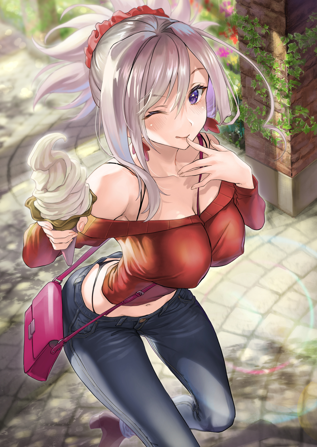 Anime 1100x1551 Fate/Grand Order Miyamoto Musashi (Fate/Grand Order) Sage Joh anime girls big boobs ice cream anime