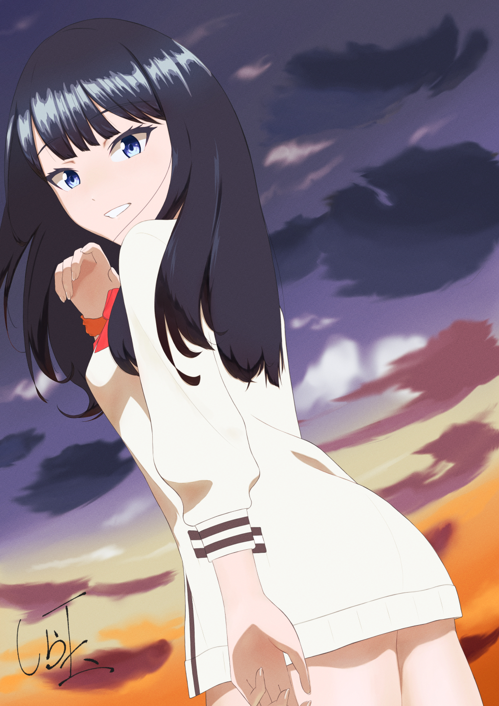 Anime 1000x1414 anime anime girls SSSS.GRIDMAN Takarada Rikka long hair black hair artwork digital art fan art