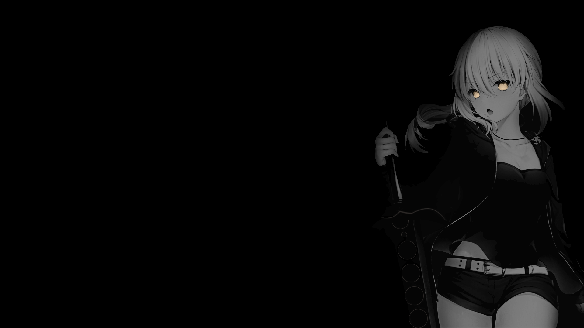 Anime 1920x1080 selective coloring black background dark background simple background anime girls Fate series Saber Alter
