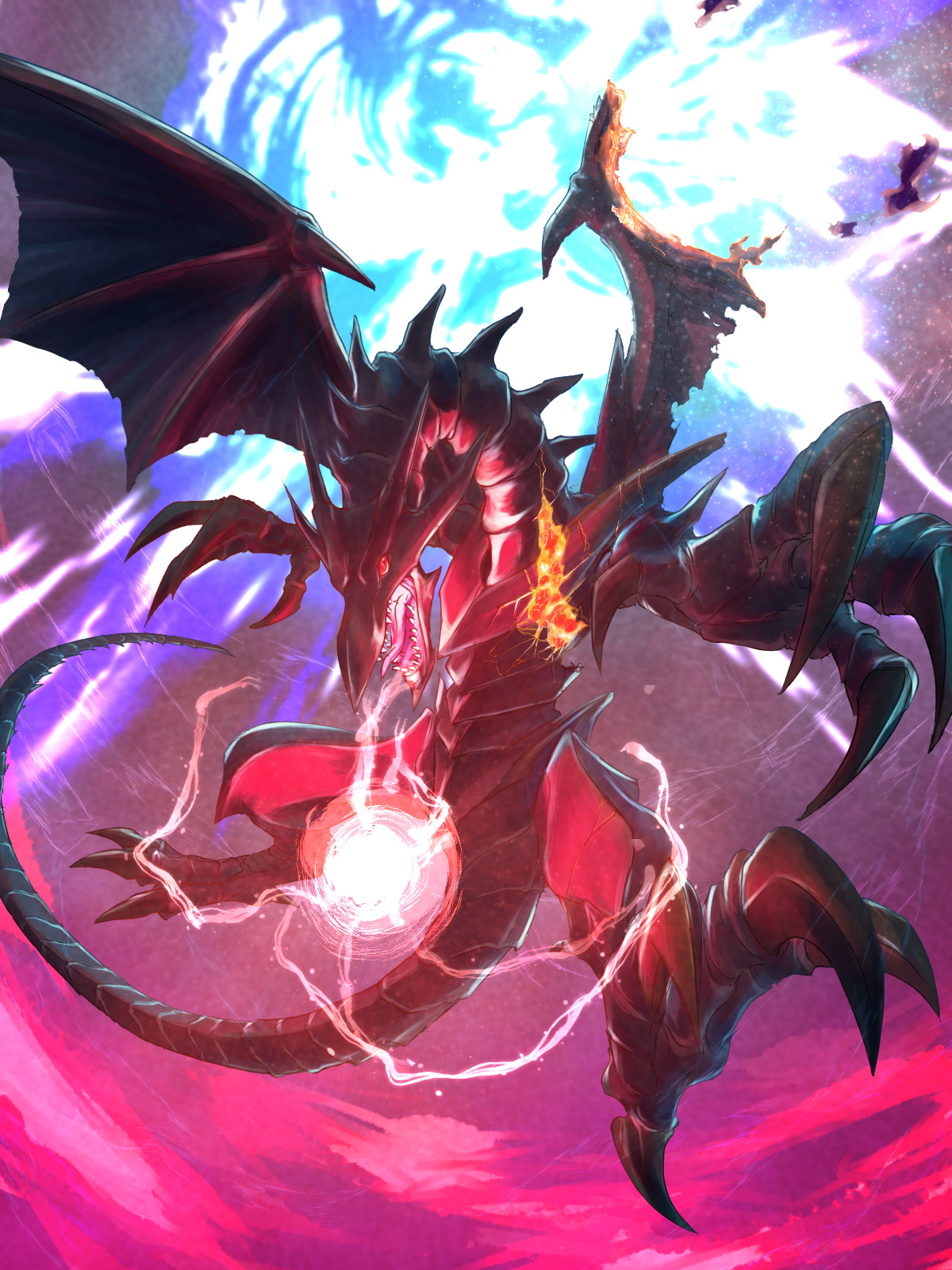 Anime 1200x1600 Red-Eyes Black Dragon dragon anime Trading Card Games Yu-Gi-Oh! artwork digital art fan art