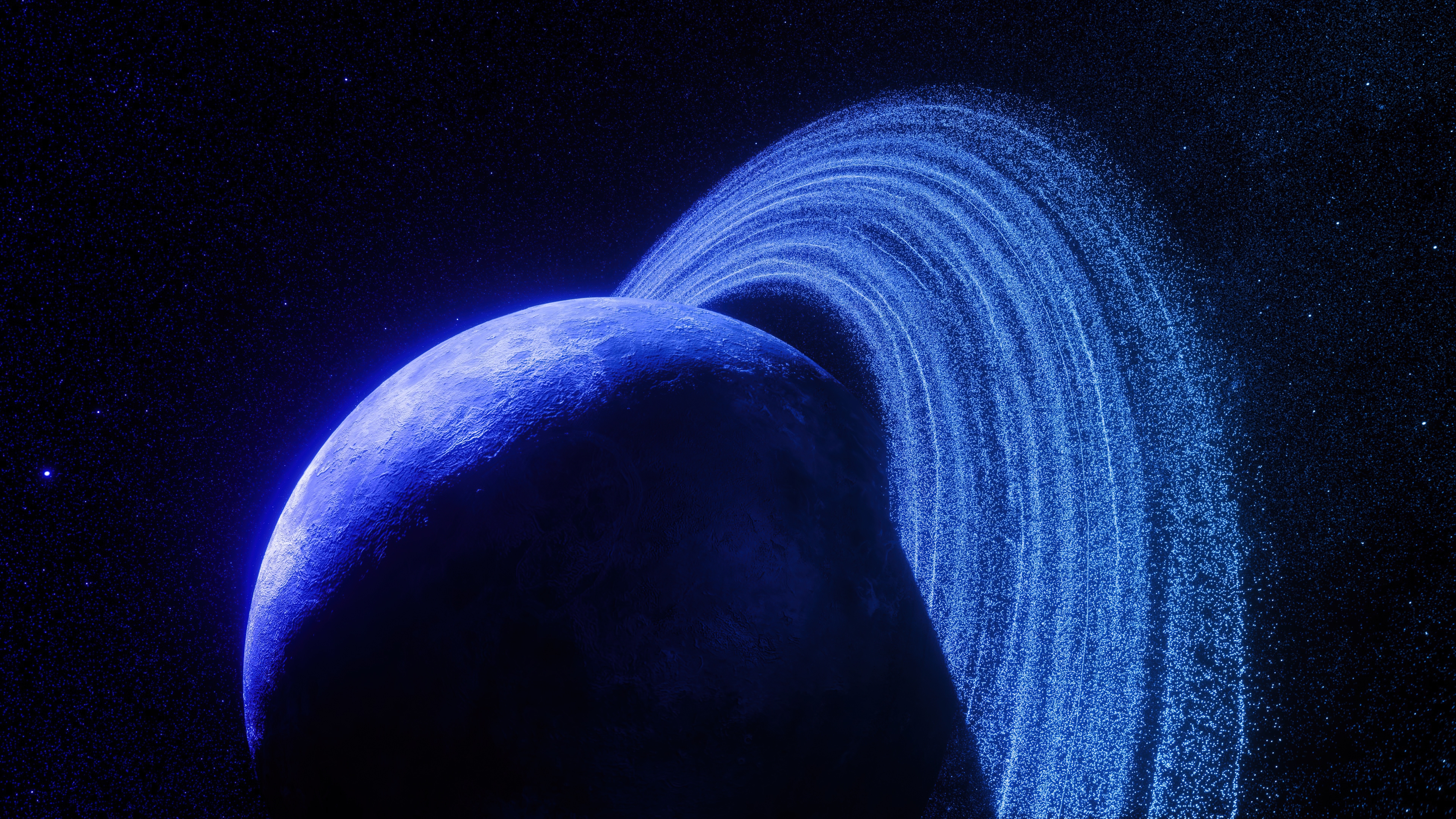 General 3840x2160 planet space stars blue artwork digital art CGI planetary rings
