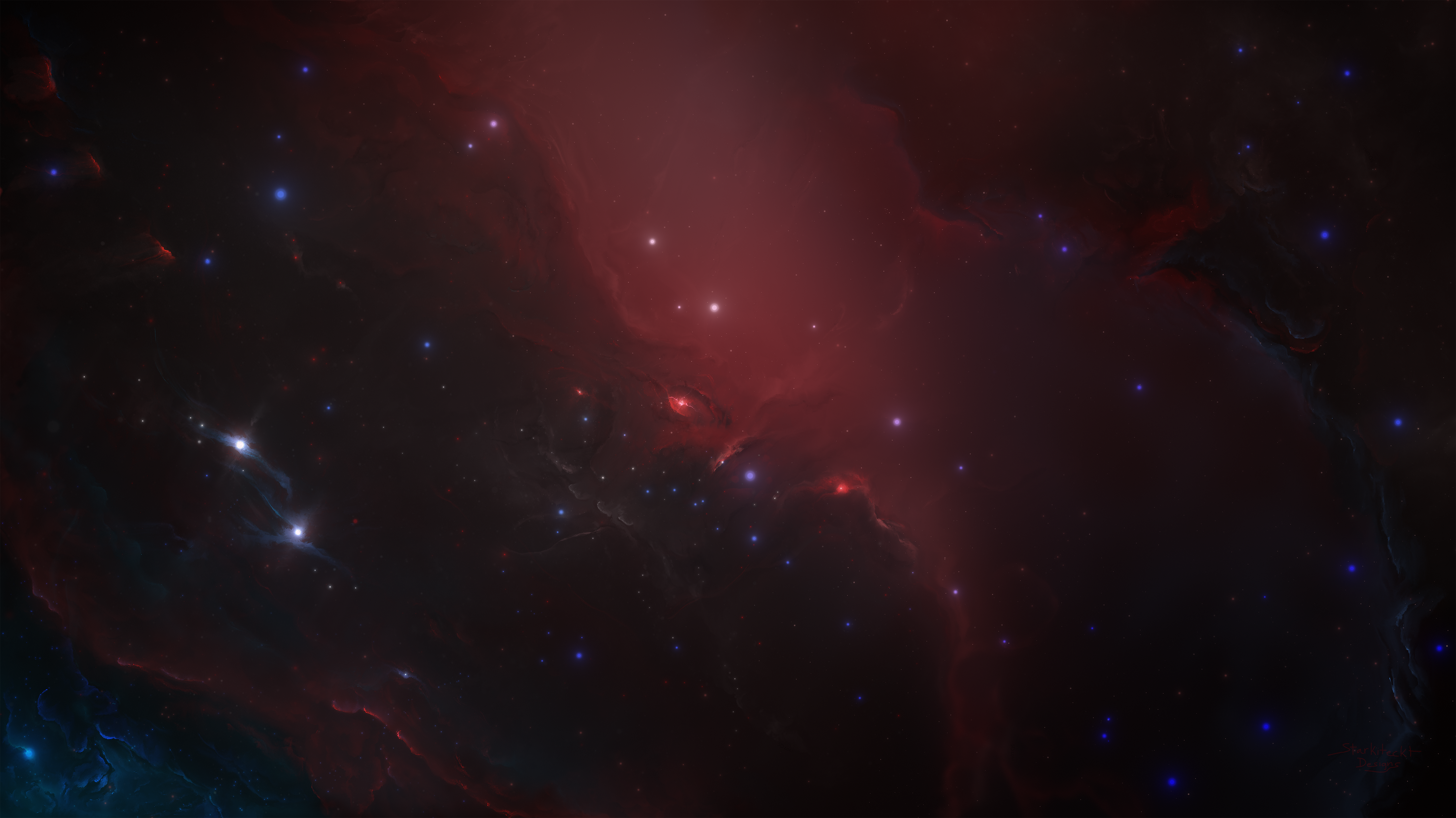 General 5120x2880 Starkiteckt space nebula red universe stars NoAI