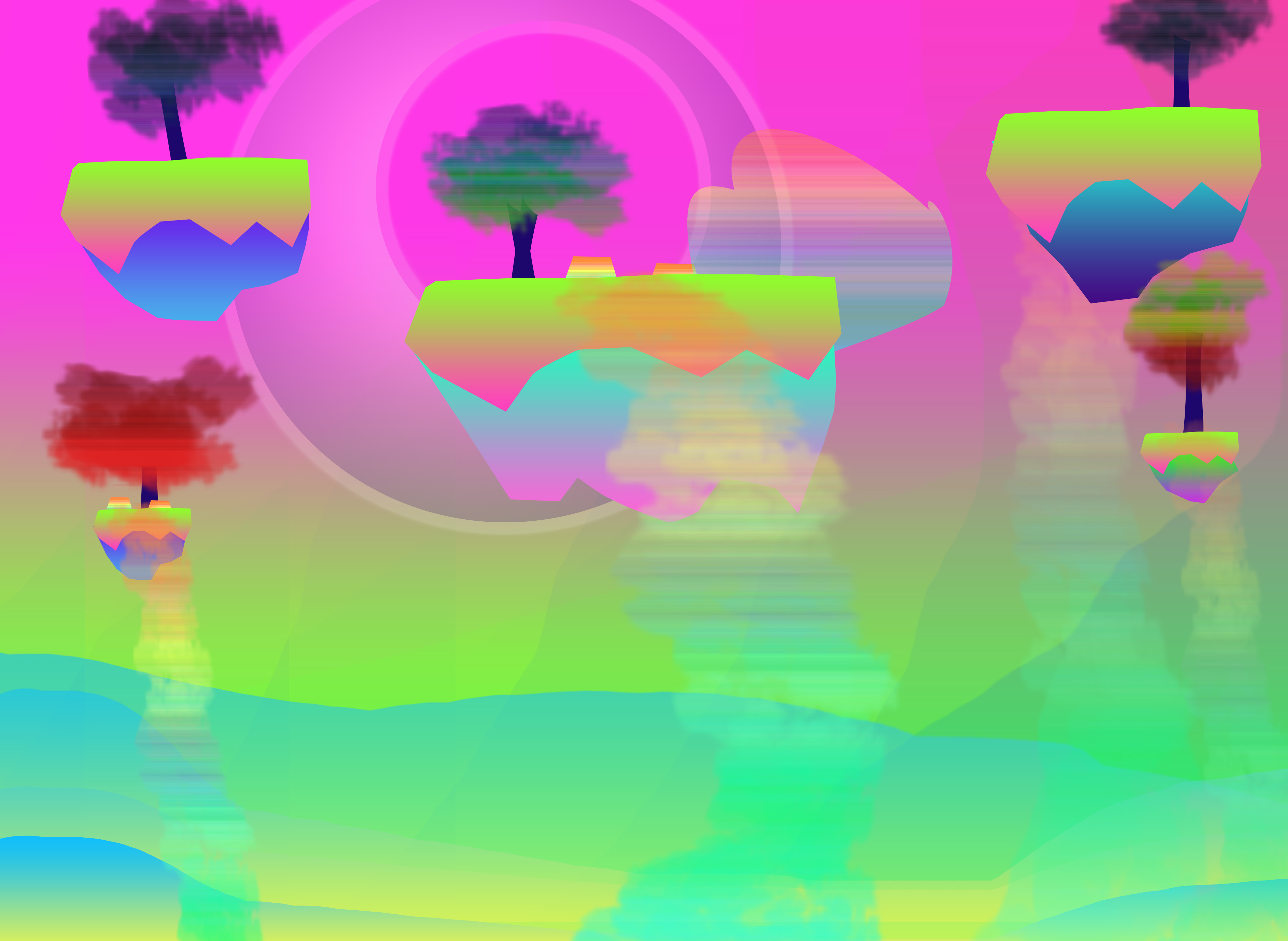 General 3900x2850 abstract digital glowing colorful trees spectrum