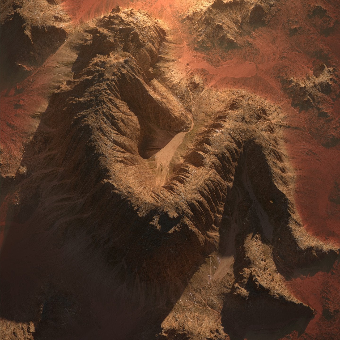 General 1440x1440 artwork digital art desert mountains humanoid lying on side