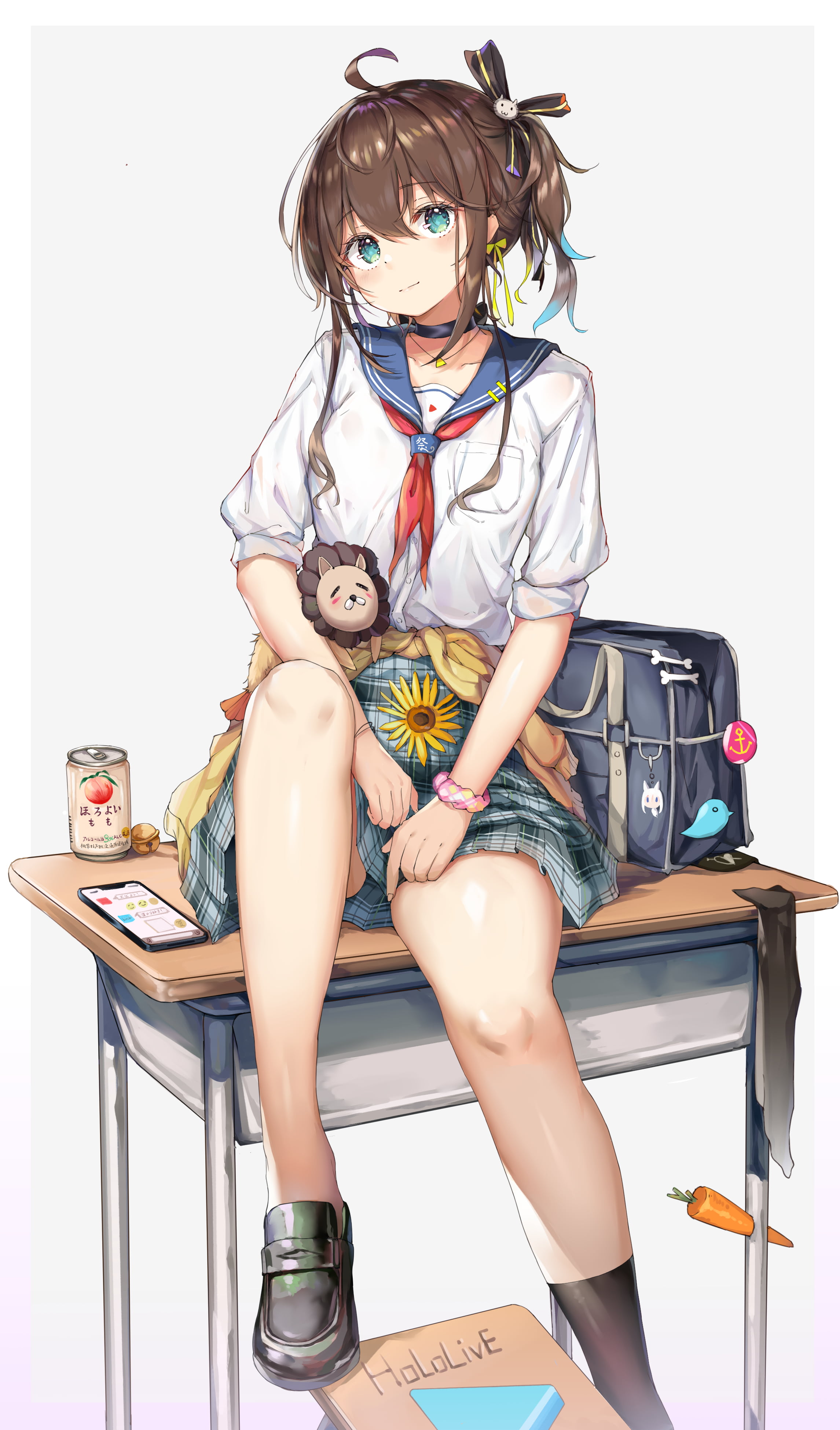 Anime 2291x3899 Virtual Youtuber Hololive Natsuiro Matsuri anime girls artwork Araragi Koyomis (artist) school uniform