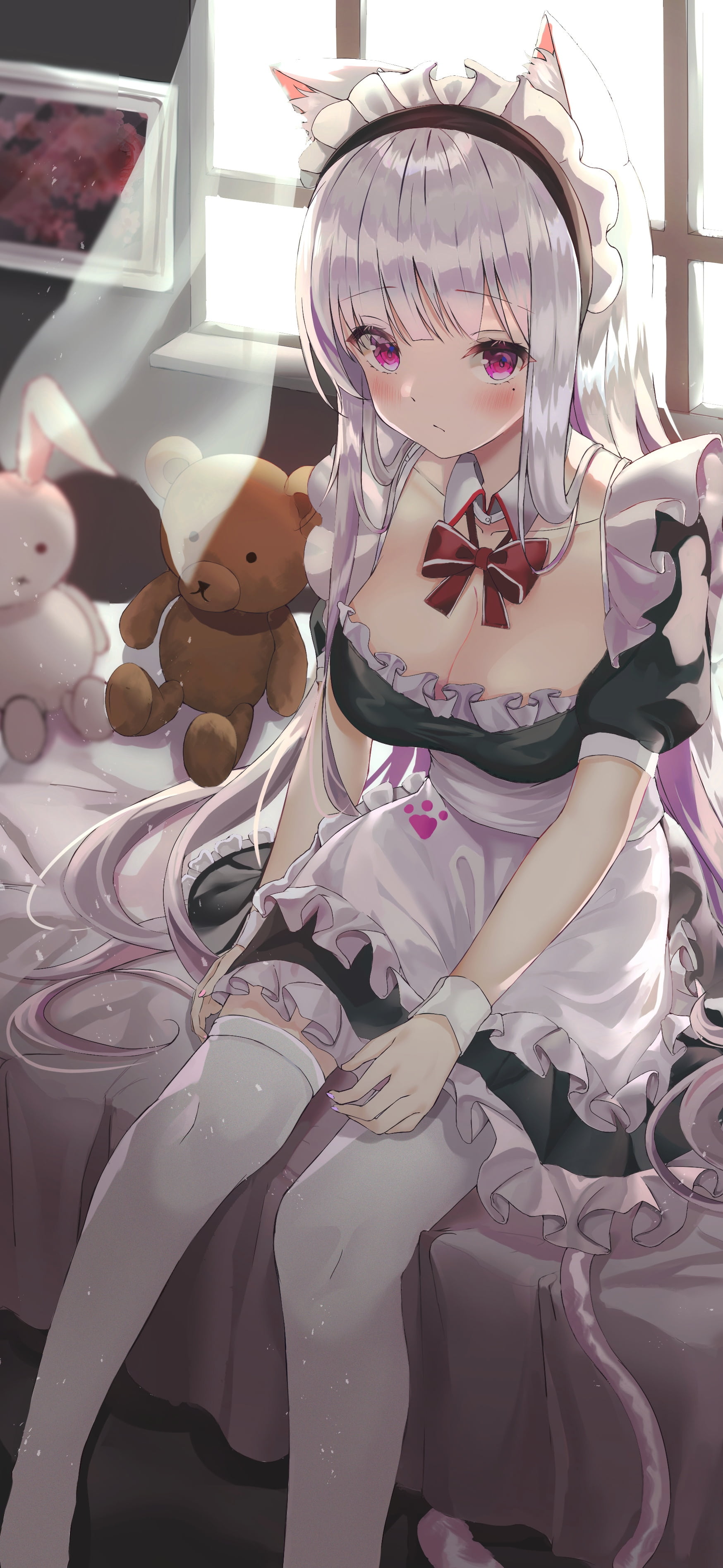 Anime 1748x3788 anime anime girls original characters artwork Lotpi cat girl maid outfit