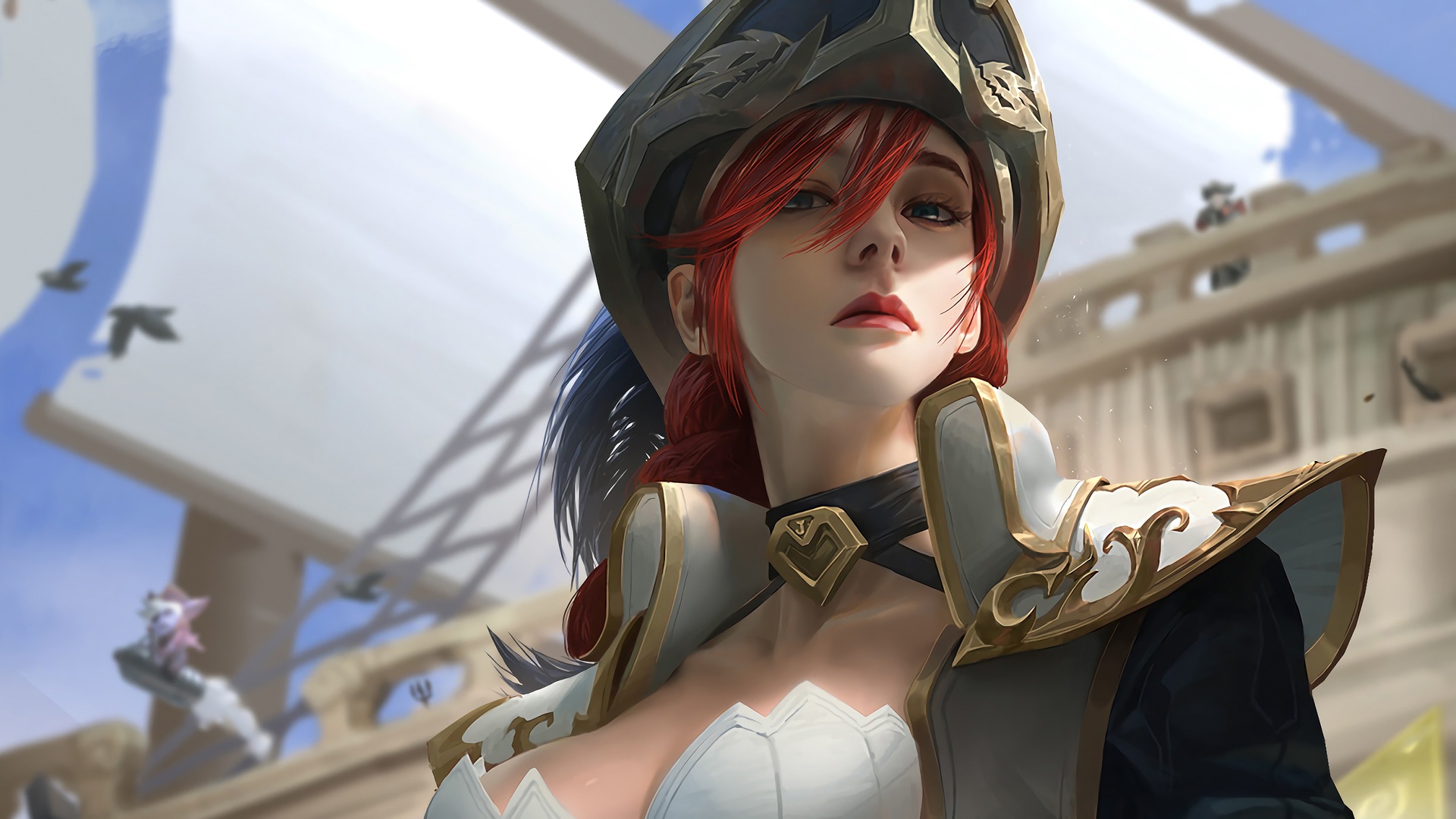 General 1920x1080 captain  Miss Fortune (League of Legends) redhead League of Legends PC gaming video game girls fantasy girl hair in face video game characters
