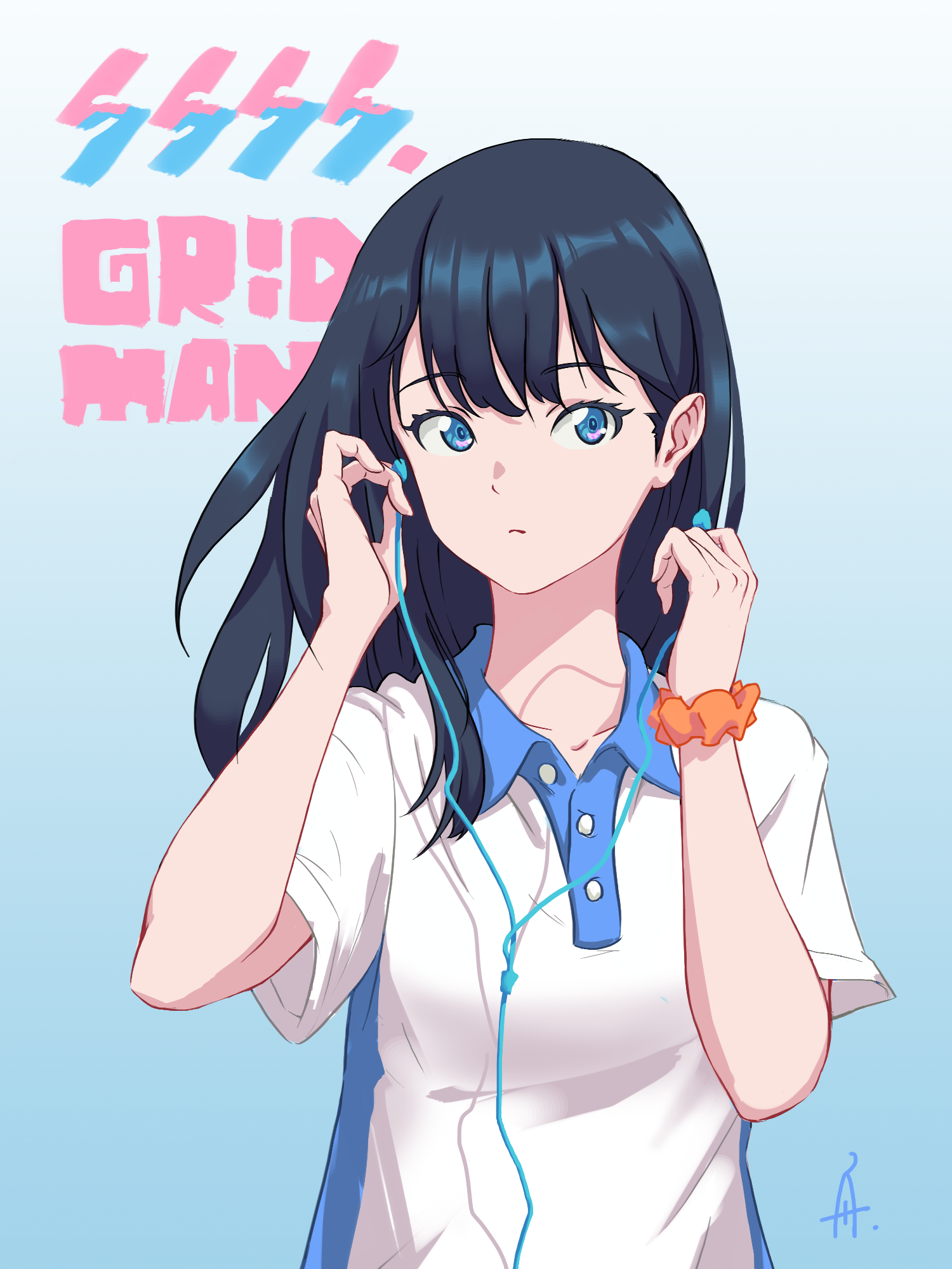 Anime 1500x2000 anime anime girls SSSS.GRIDMAN Takarada Rikka long hair dark hair alternate costume artwork digital art fan art