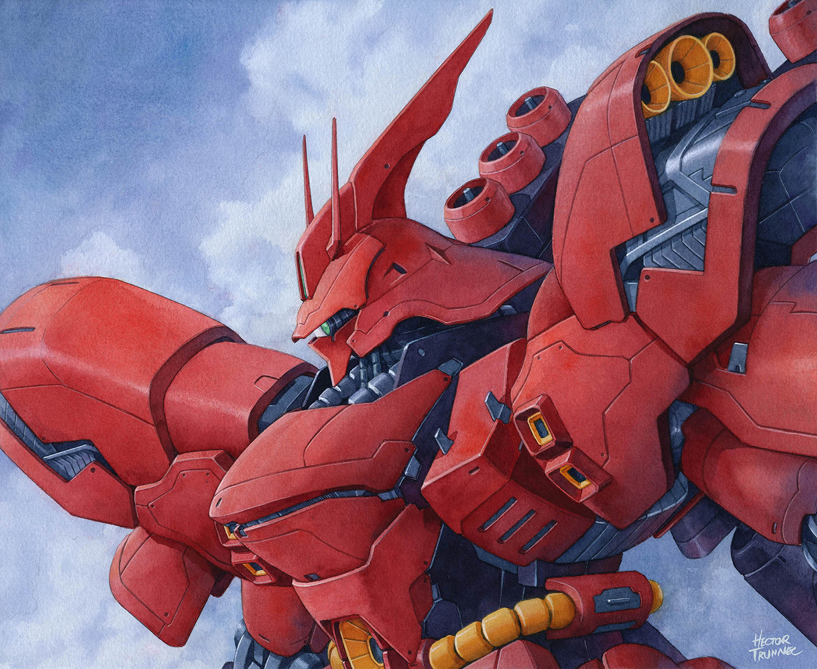 Anime 1622x1328 anime Mobile Suit Mobile Suit Gundam Char&#039;s Counterattack Super Robot Taisen Sazabi artwork digital art fan art mechs