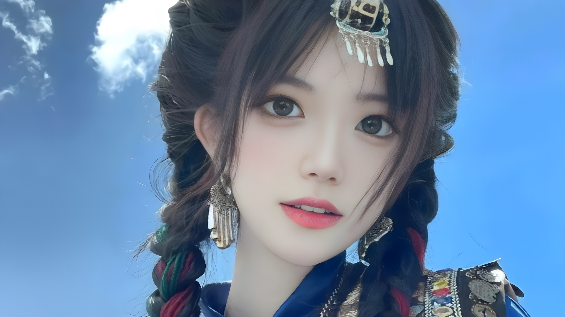 People 1920x1080 Asian Chinese clothing women brunette face Chinese aegyo sal braids