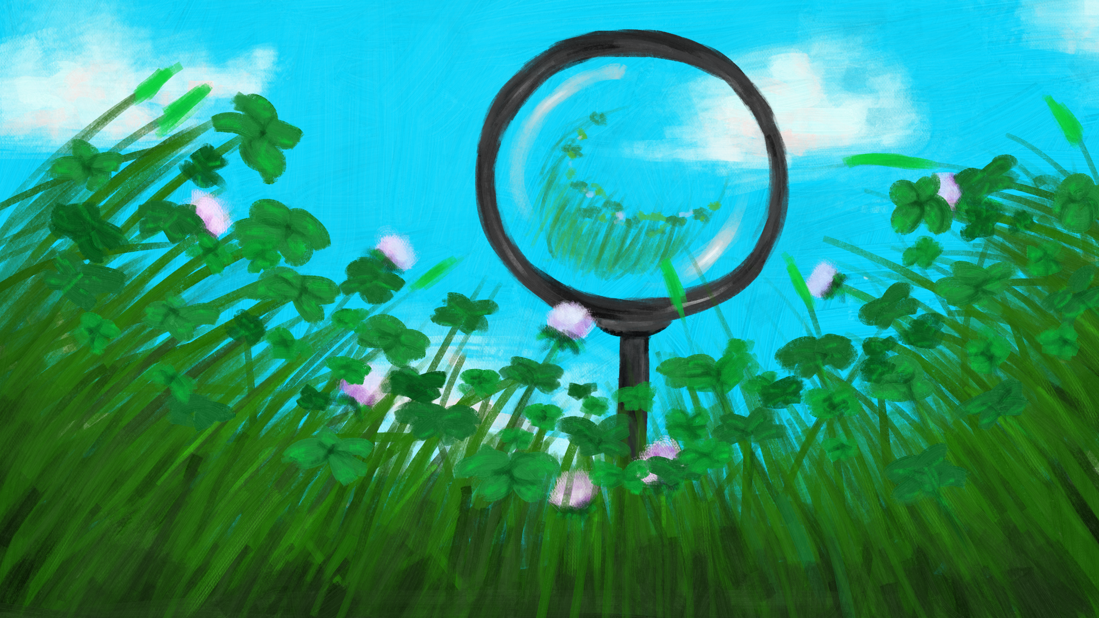 General 3840x2160 nature magnifying glass grass digital art painting