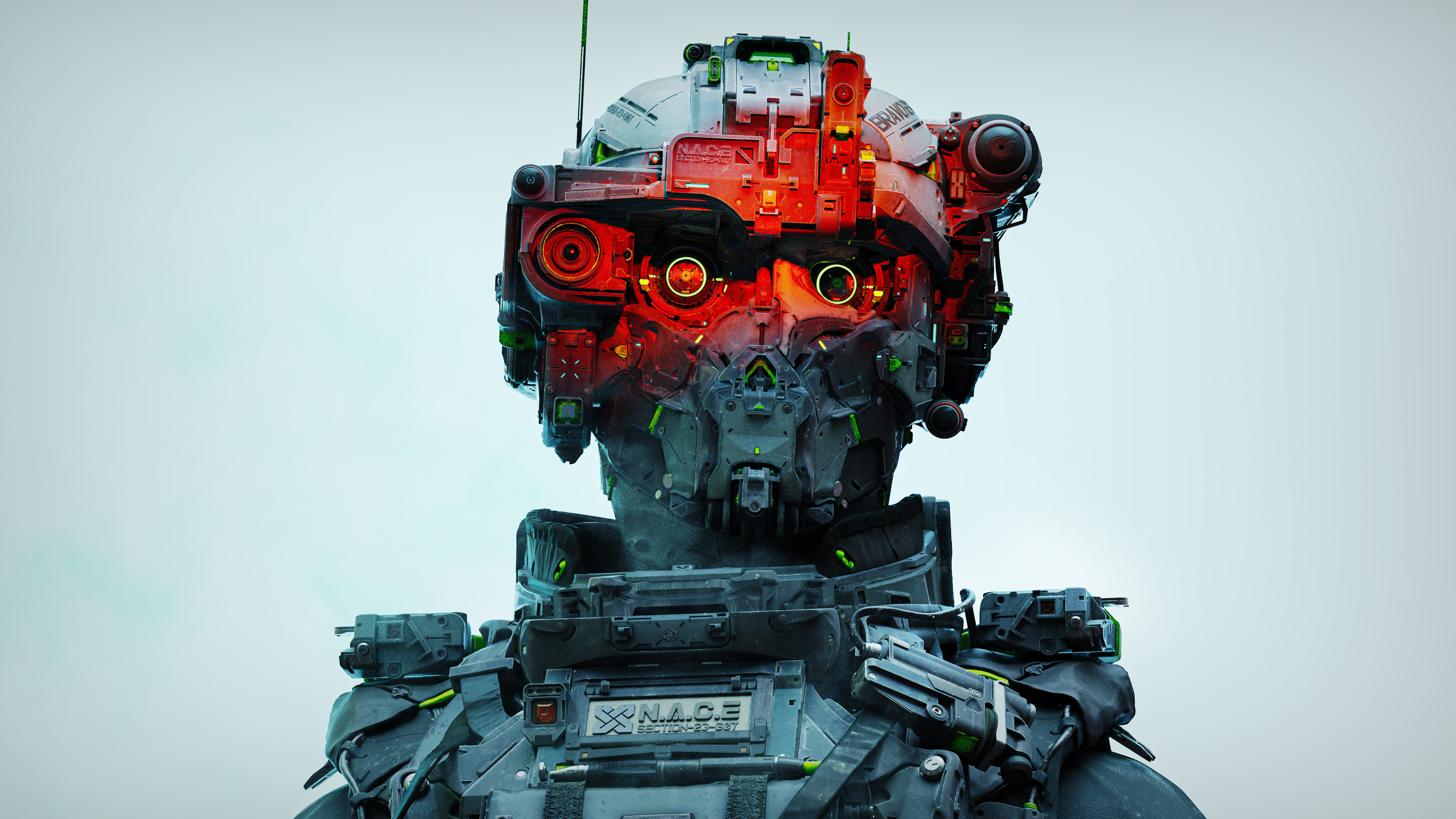 General 3840x2160 digital art artwork machine robot cyborg soldier futuristic science fiction concept art simple background CGI
