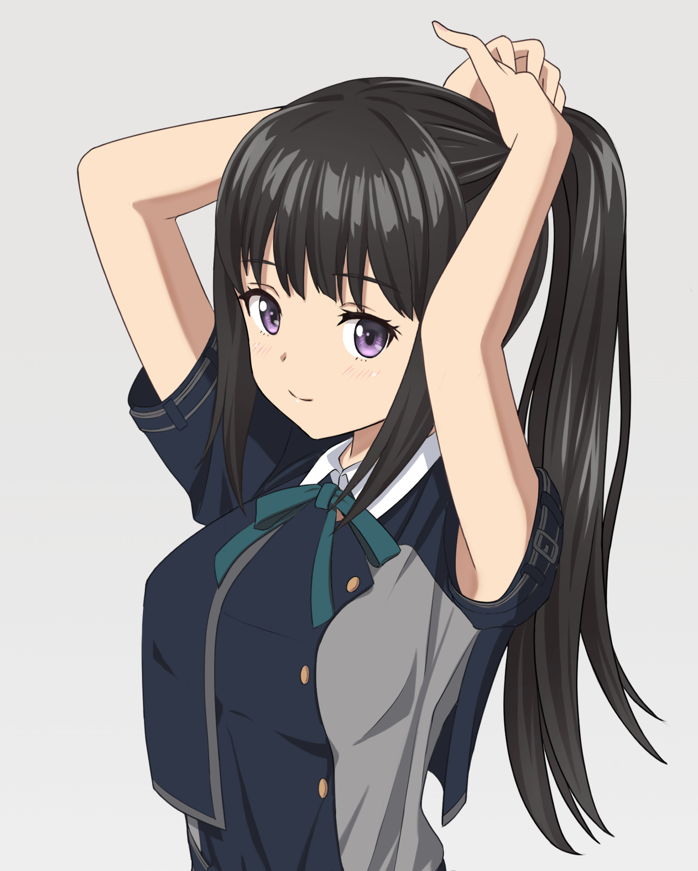 Anime 1358x1694 anime anime girls Lycoris Recoil Inoue Takina long hair black hair solo artwork digital art fan art