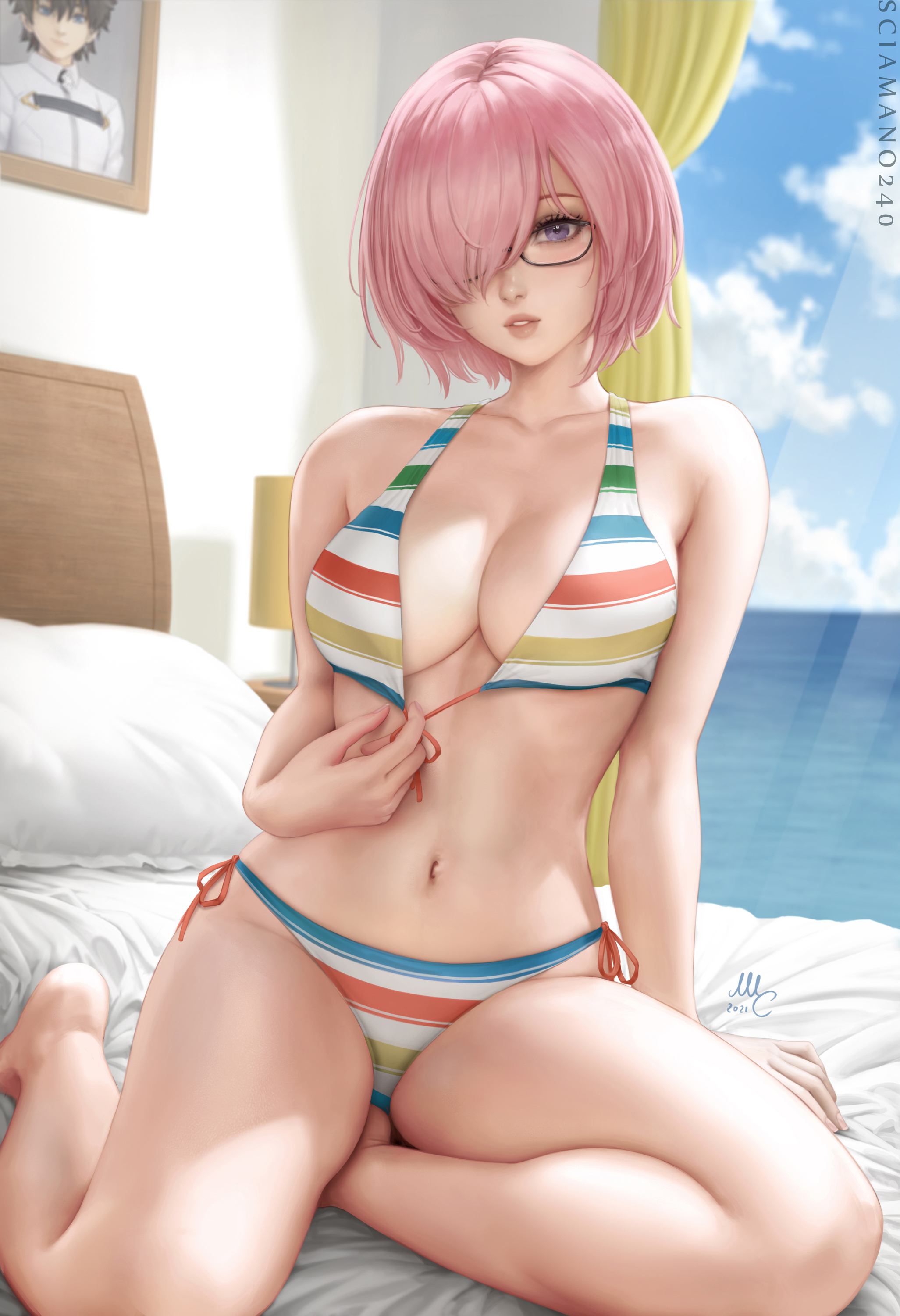 Anime 2053x3000 anime girls Mash Kyrielight Fate series Fate/Grand Order Mirco Cabbia cleavage bikini