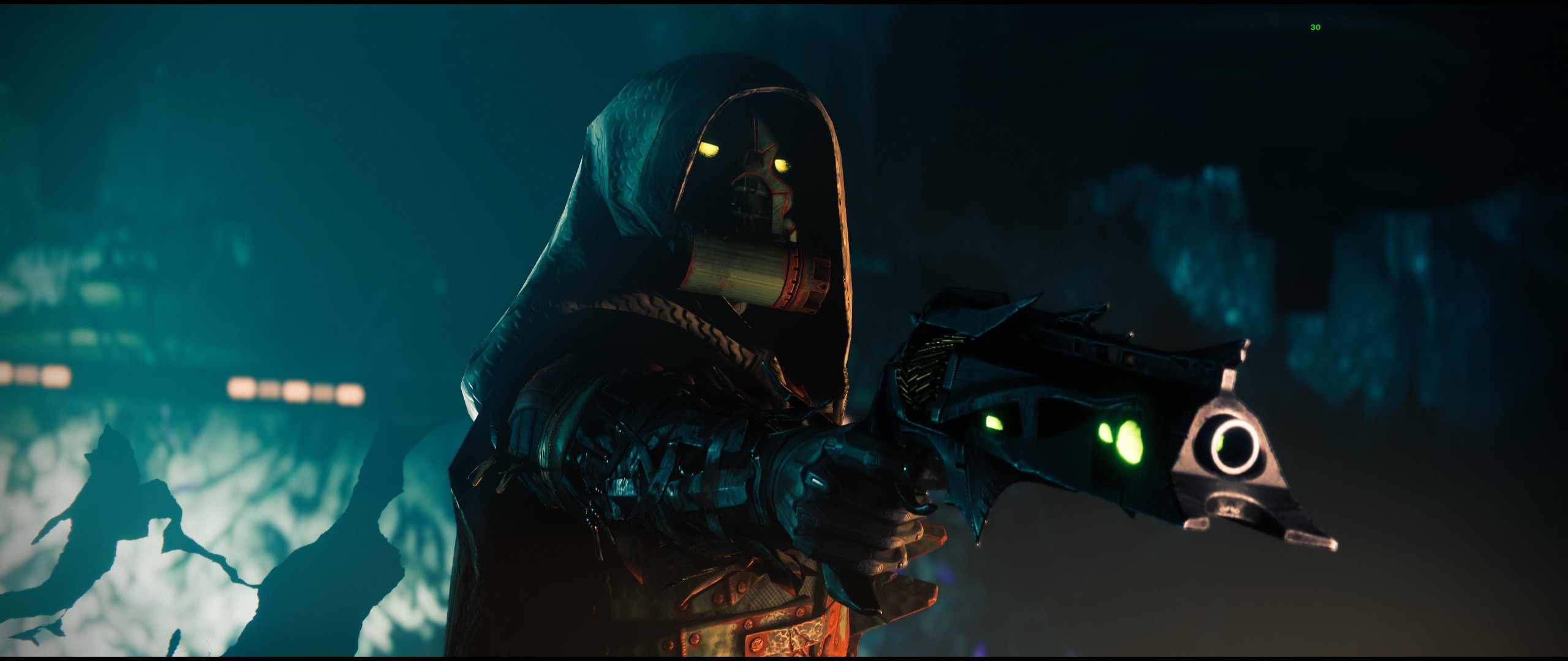 General 2560x1080 Destiny 2 hunter (destiny) video games PC gaming weapon glowing eyes