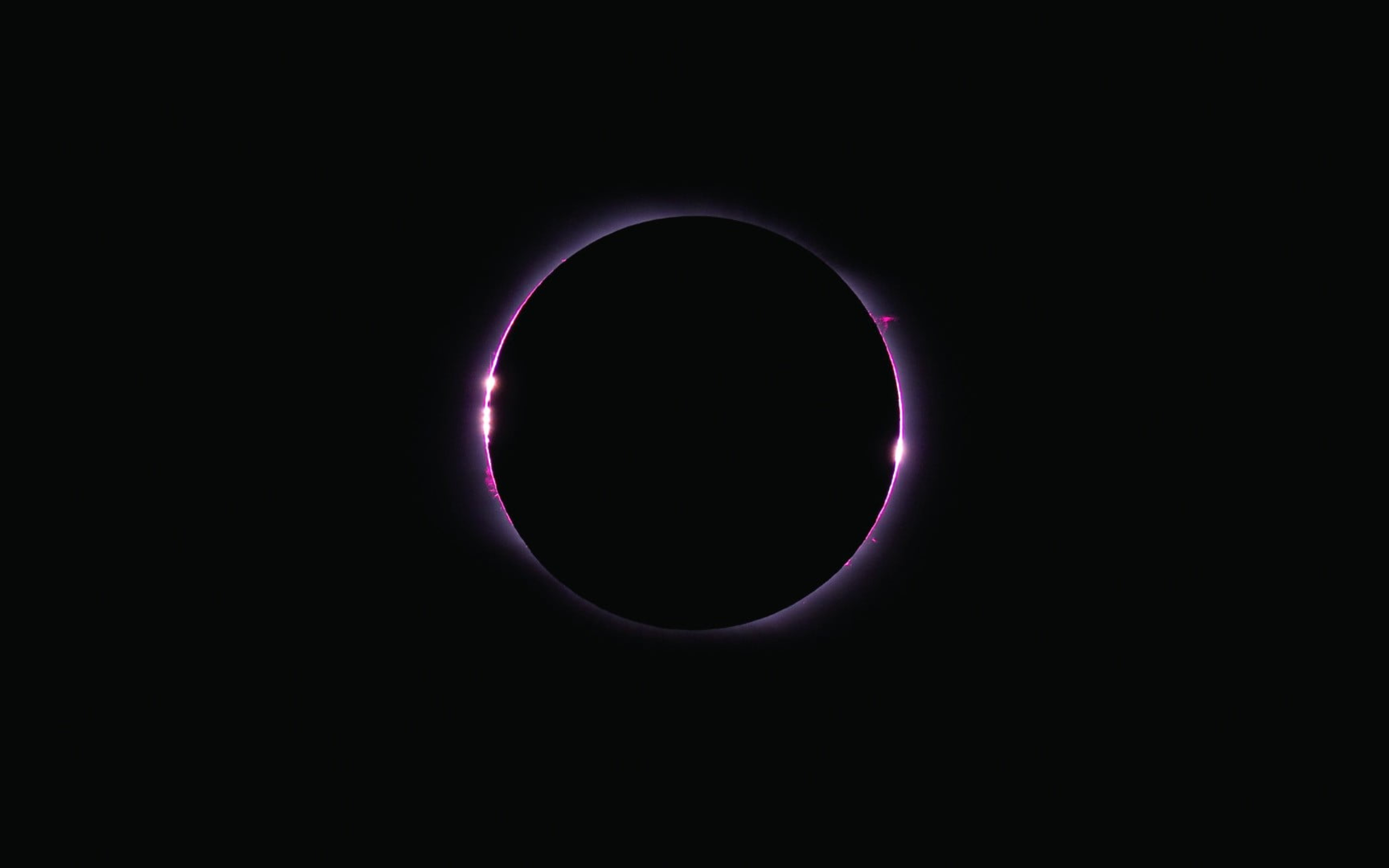 General 2880x1800 minimalism black space solar eclipse Baily's beads digital art simple background