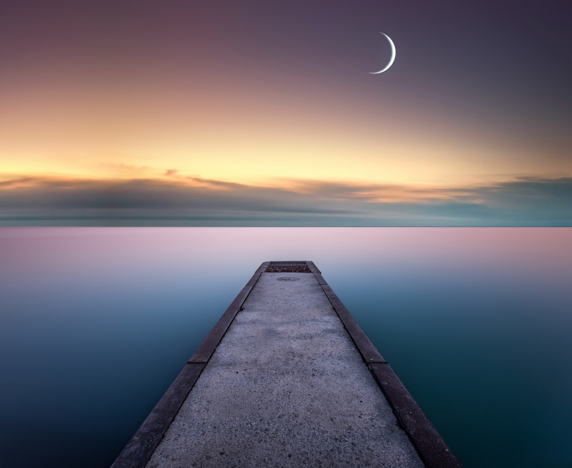 General 1920x1570 sea pier outdoors water sky nature crescent moon moonlight calm horizon calm waters