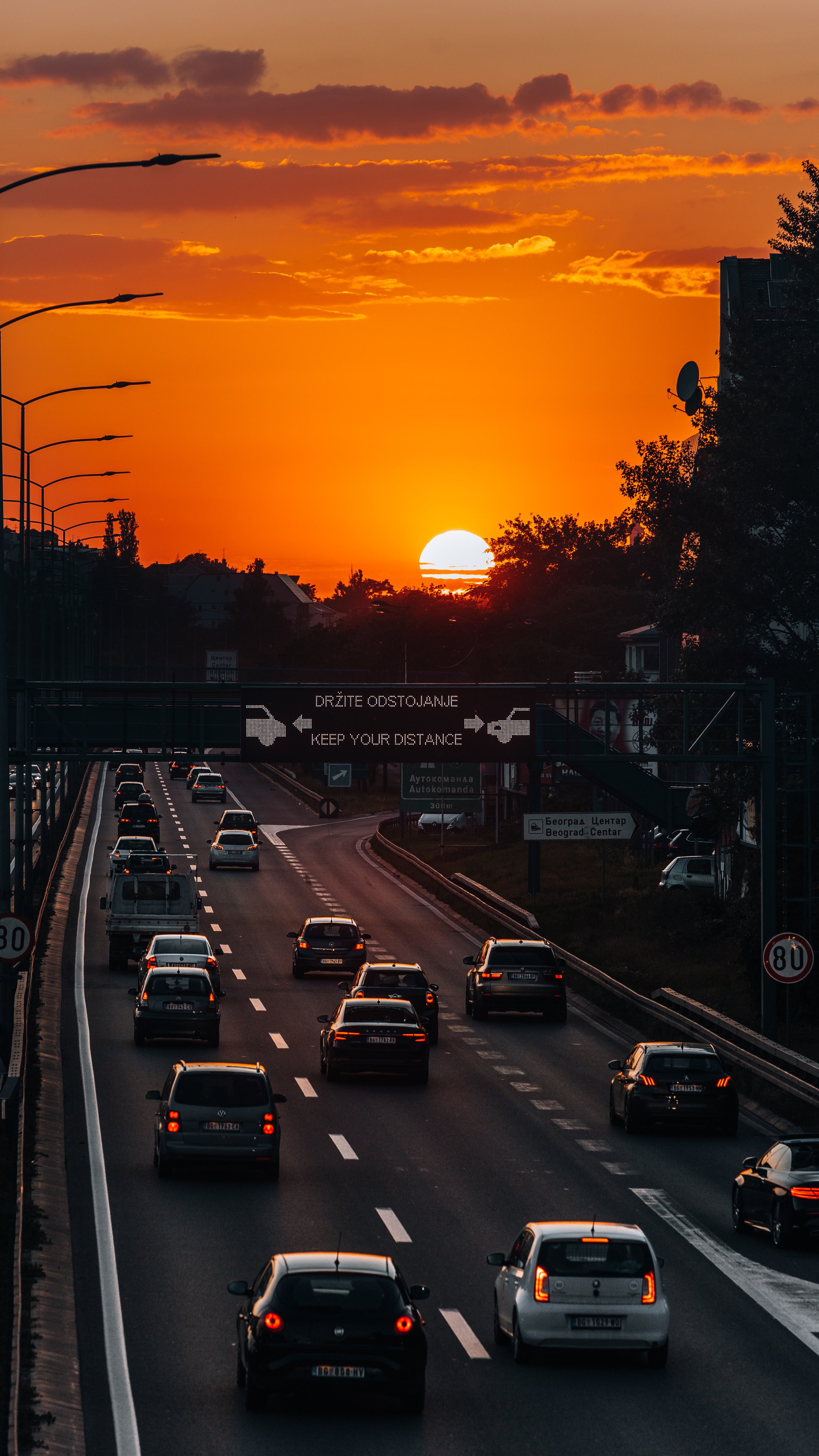 General 2304x4096 highway Sun sunset car Serbia Belgrade portrait display