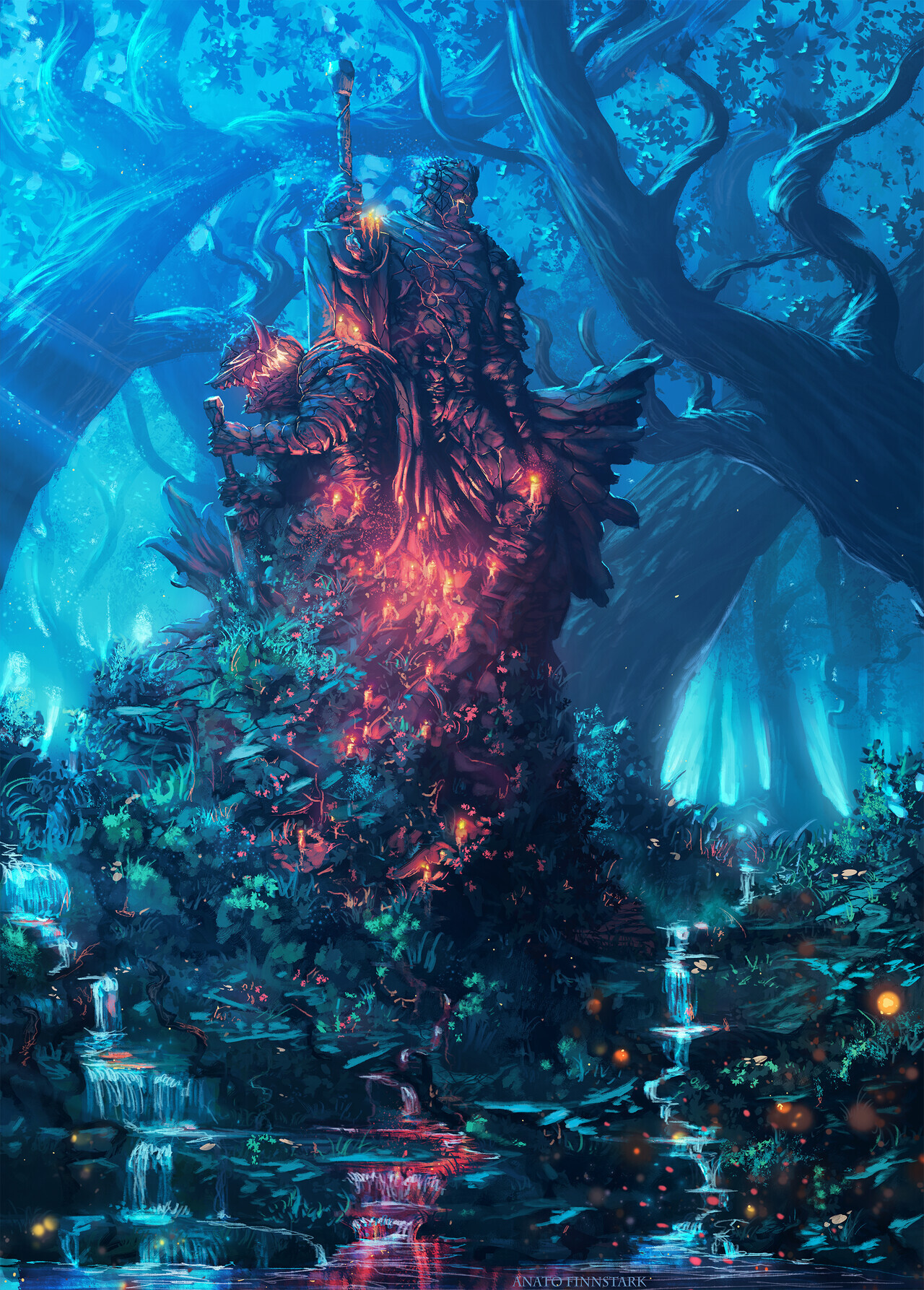 General 1280x1787 artwork digital art nature trees fantasy art Anato Finnstark Berserk Guts colorful