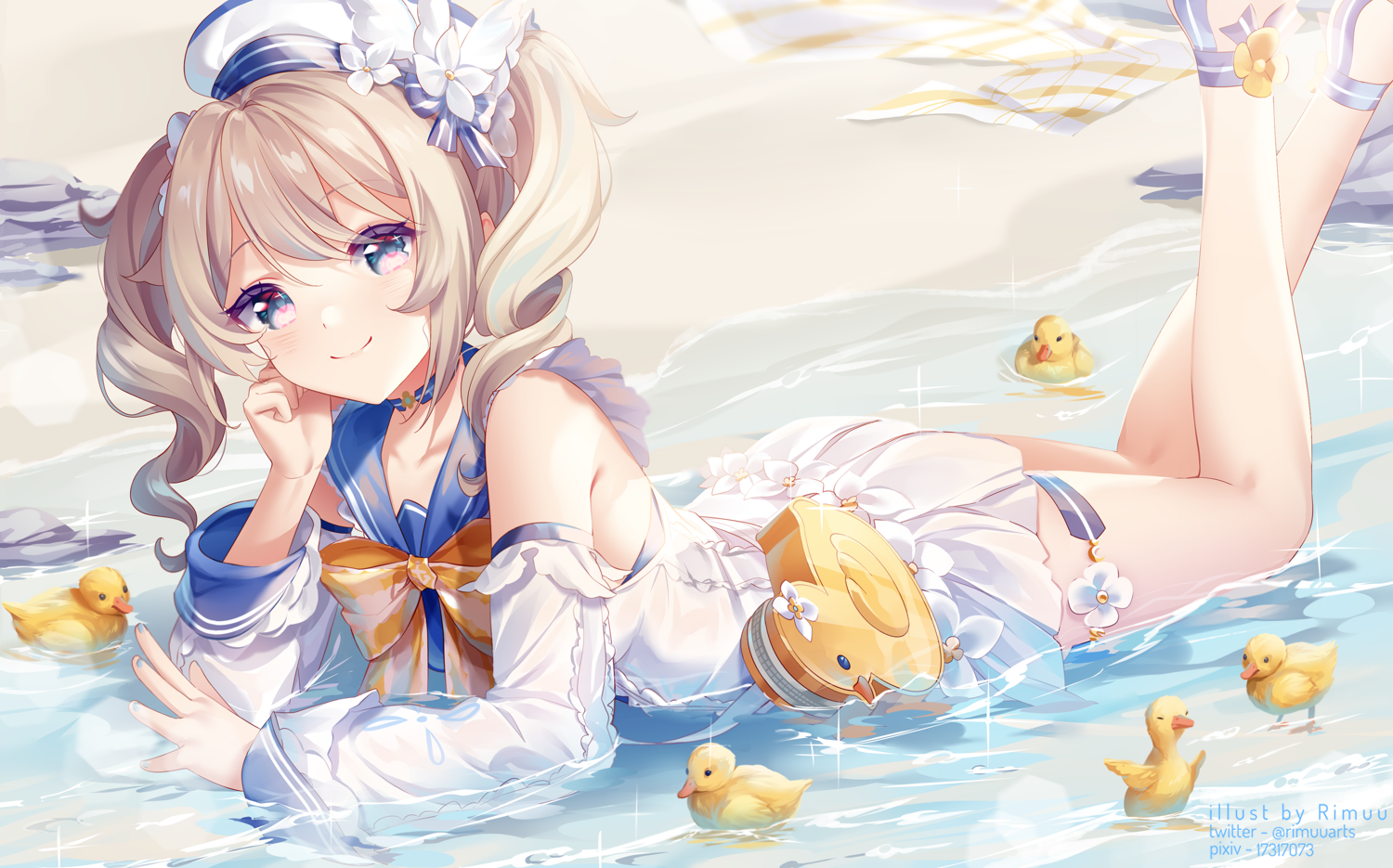Anime 1500x935 anime anime girls Genshin Impact Barbara (Genshin Impact) swimwear duck rimuu