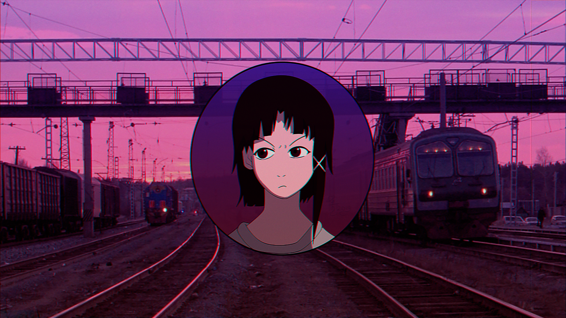 Anime 1920x1080 anime Lain Iwakura train Russia Serial Experiments Lain picture-in-picture