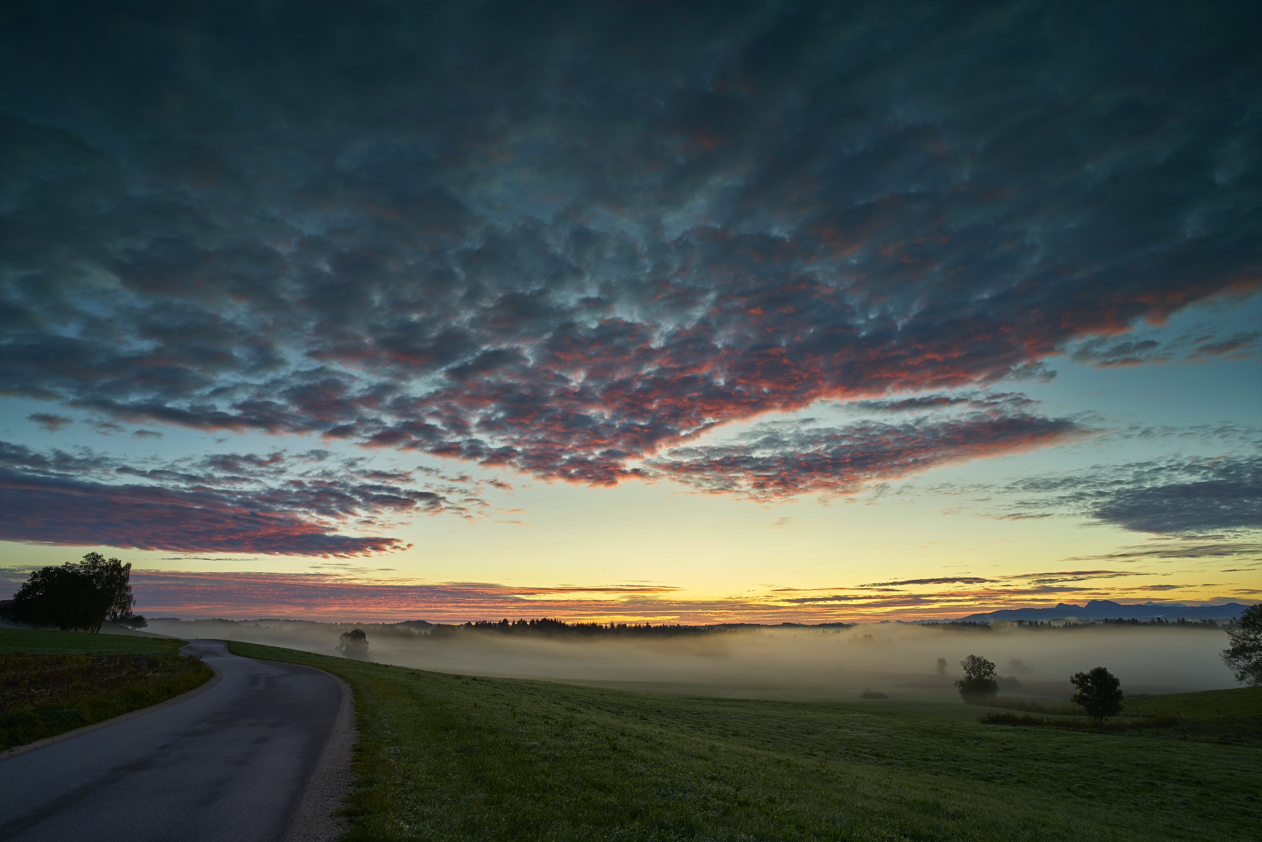 General 2560x1708 sky clouds sunlight landscape mist field sunrise