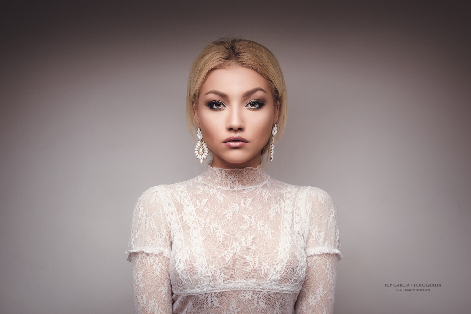 People 1500x1000 women model white clothing jewelry blonde see-through clothing earring simple background face