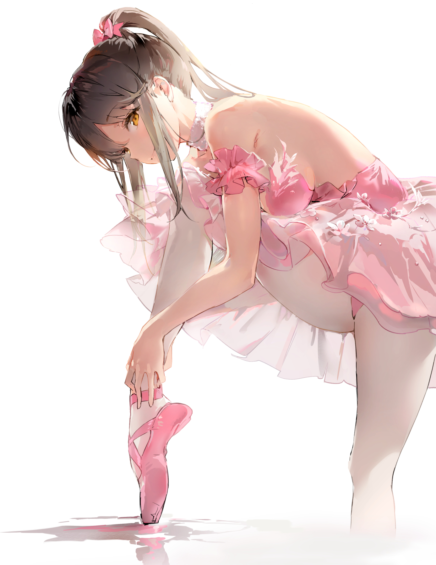Anime 1388x1798 anime anime girls digital art artwork 2D portrait display ballerina brunette brown eyes sideboob Anmi