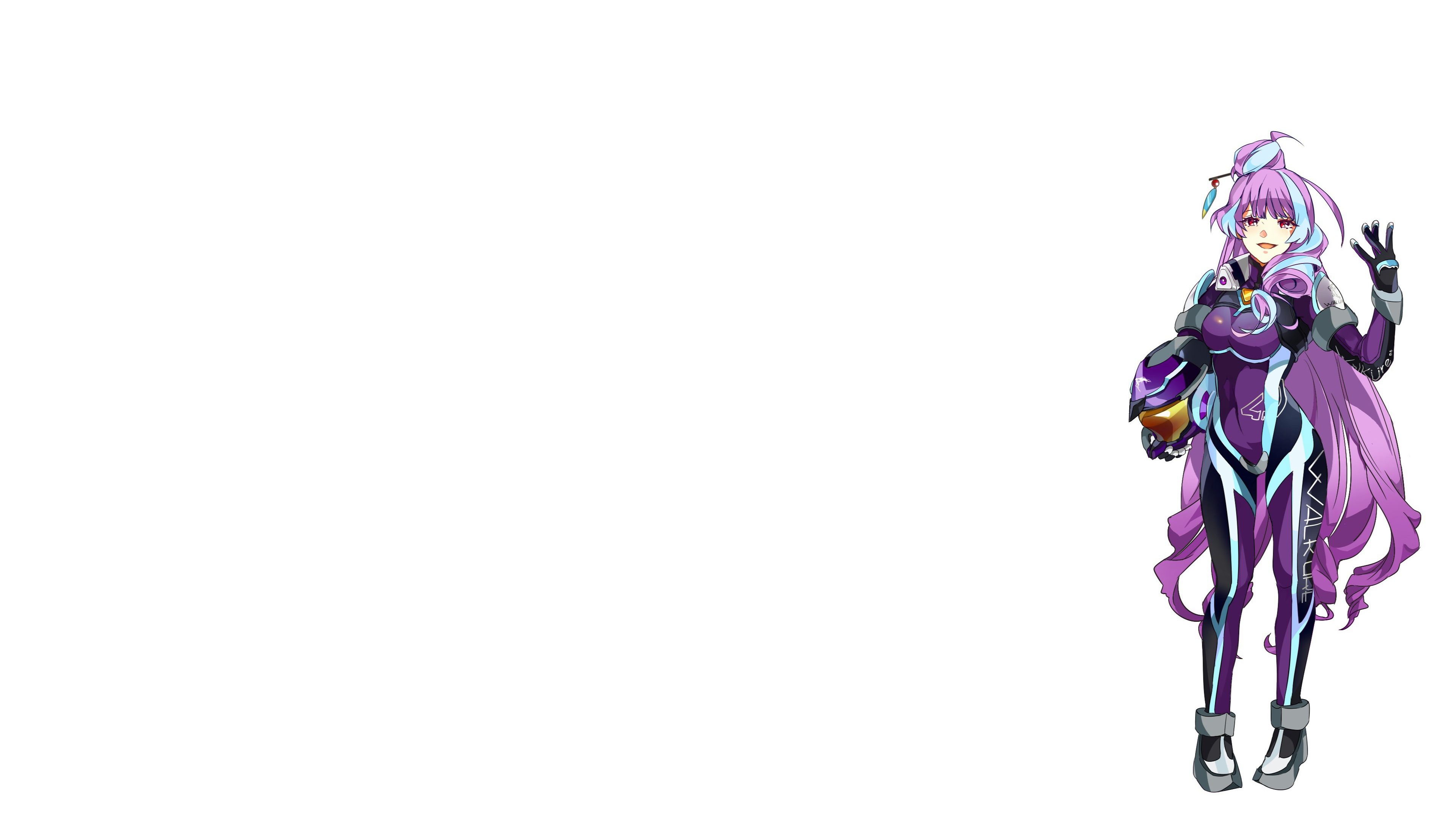 Anime 3840x2160 Macross Delta Mikumo Guynemer white background purple hair anime anime girls long hair Walküre
